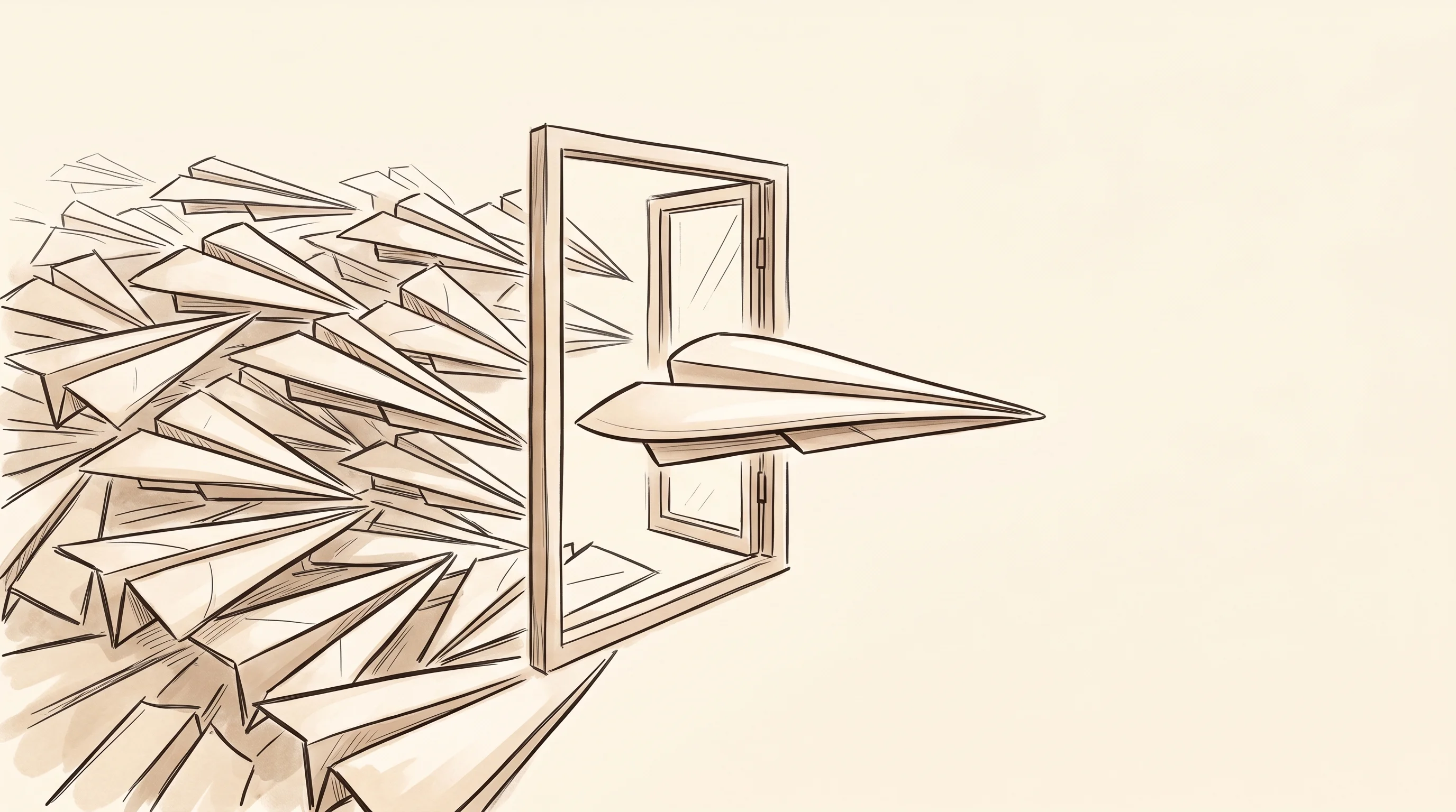 Digital illustration for article section "Crowded Field, Narrow Window" in "CRACI Raises €1.4M to Automate EU Cyber Resilience Compliance" - A conceptual, clean, and minimal illustration representing a crowded market and a narrow window of o...