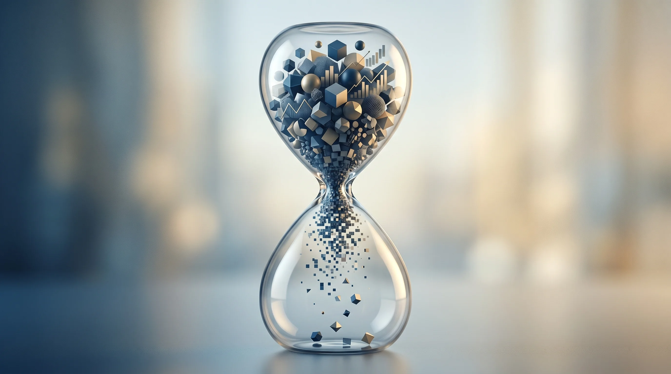 Digital illustration for article section "The Real Bottleneck" in "YC Startup Zibra Labs Tackles Quant Trading's Speed Bottleneck" - A clean, minimalist conceptual image representing a computational bottleneck in financial trading, f...