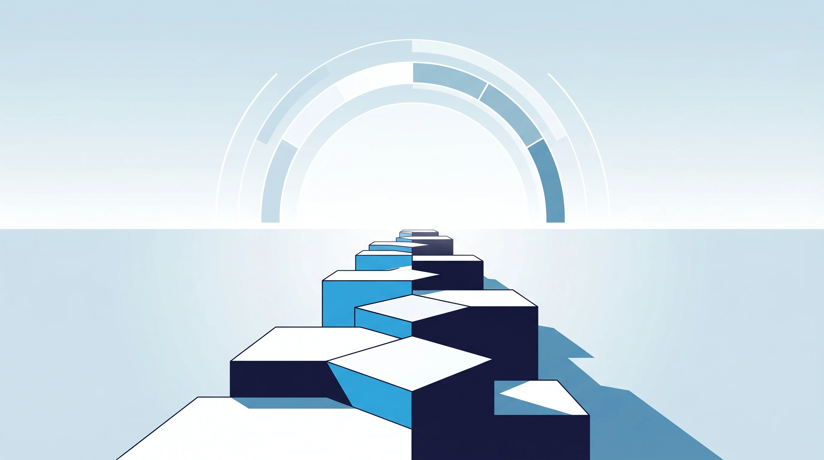 Digital illustration for article section "What Comes Next" in "Open-Source Guardrails Push 8B AI Models to Match Frontier Performance" - A minimalist and conceptual illustration representing the future of infrastructure and framework opt...