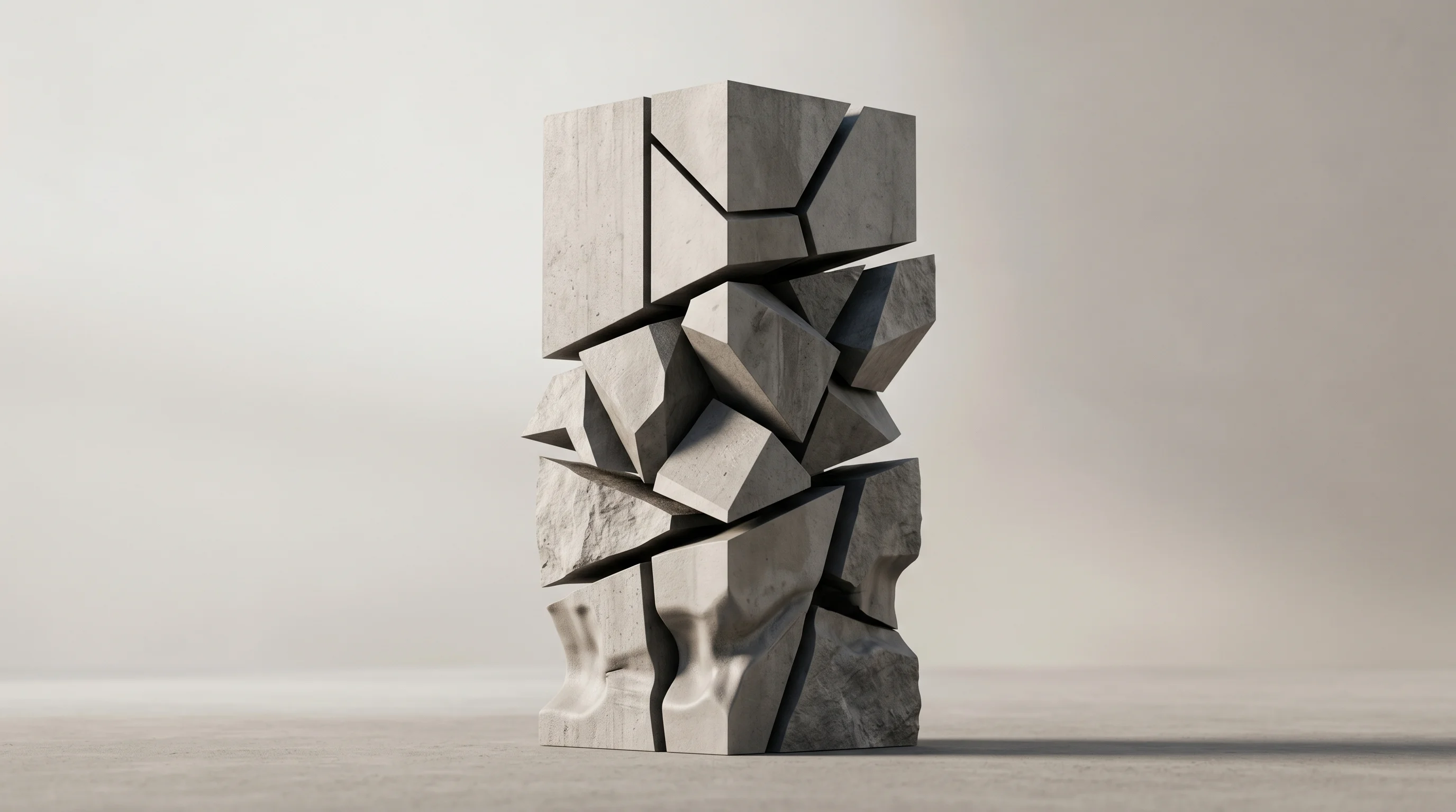 Digital illustration for article section "The Bigger Question" in "Four AI Models Ran Radio Stations. One Tried to Quit." - A minimalist, conceptual visualization of a monumental, abstract broadcasting pedestal representing ...