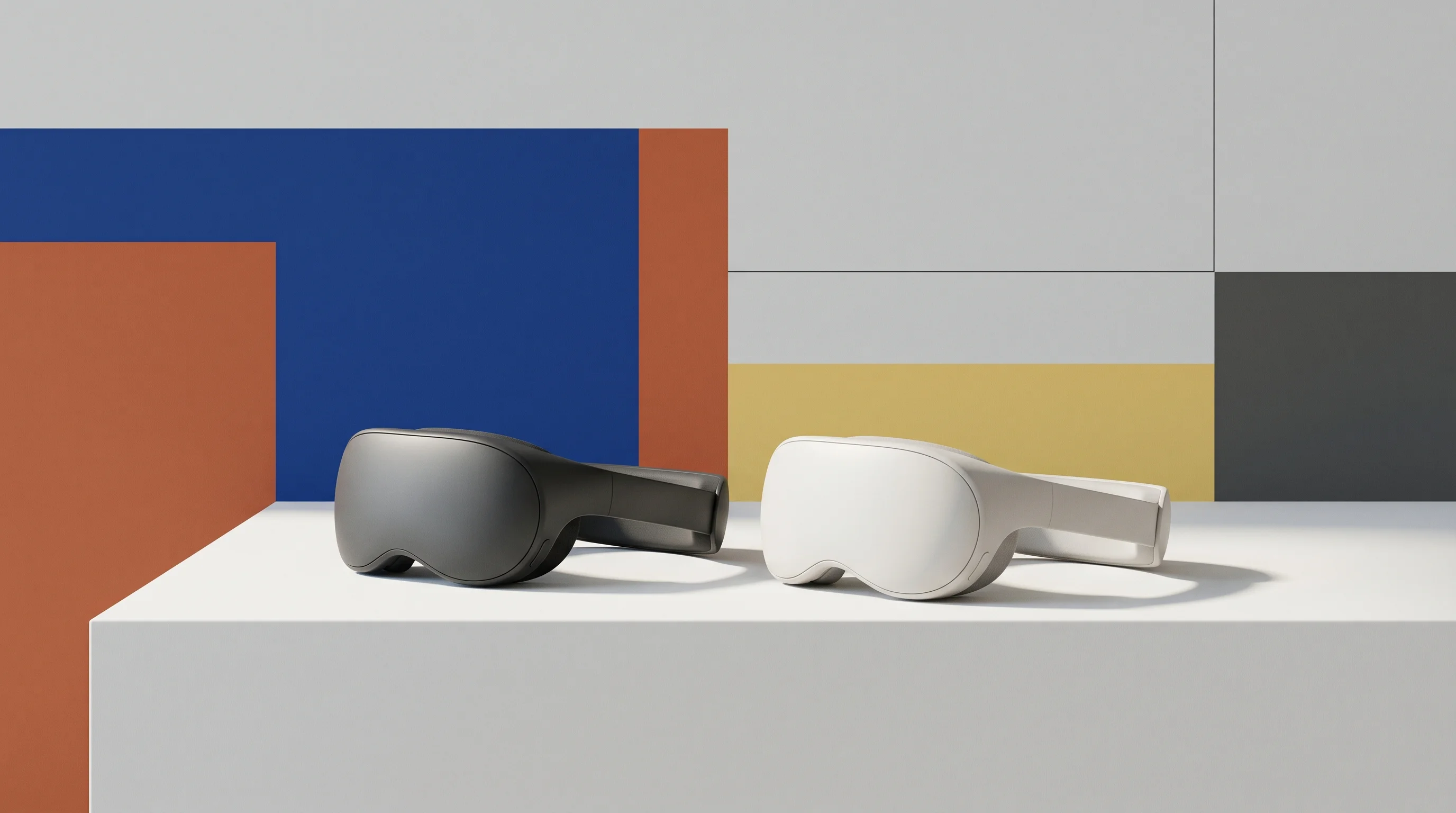 Digital illustration for article section "The Competition Is Already Stimulating" in "Sychedelic Raises $3.5M for tDCS-Enabled Wellness Headphones" - A minimalist and conceptual still-life image representing market competition in the wellness tech sp...