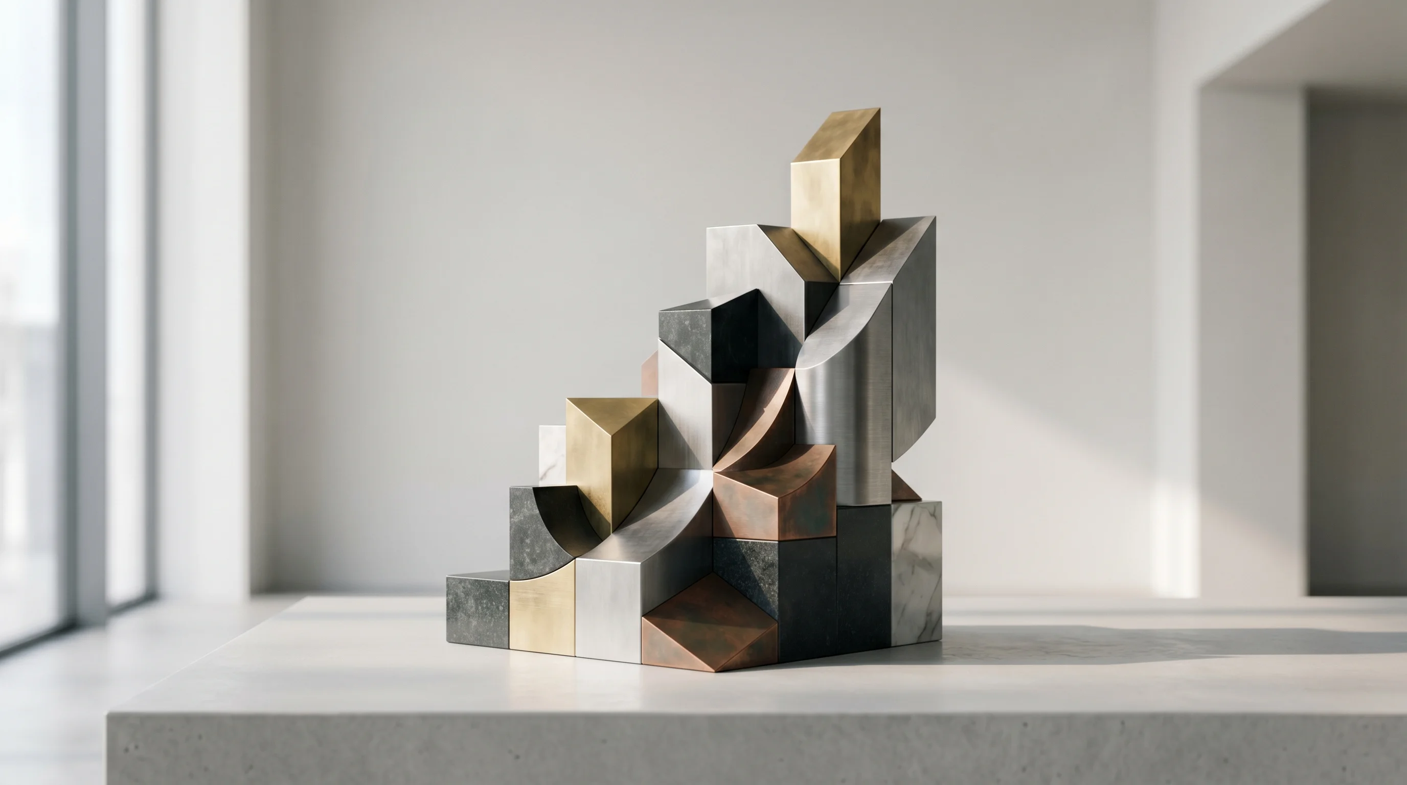 Digital illustration for article section "The Founders and the Money" in "WithAI Debuts AI Command Centers for Institutional Investors" - A minimalist and conceptual representation of systematized finance and mathematical foundations, fea...
