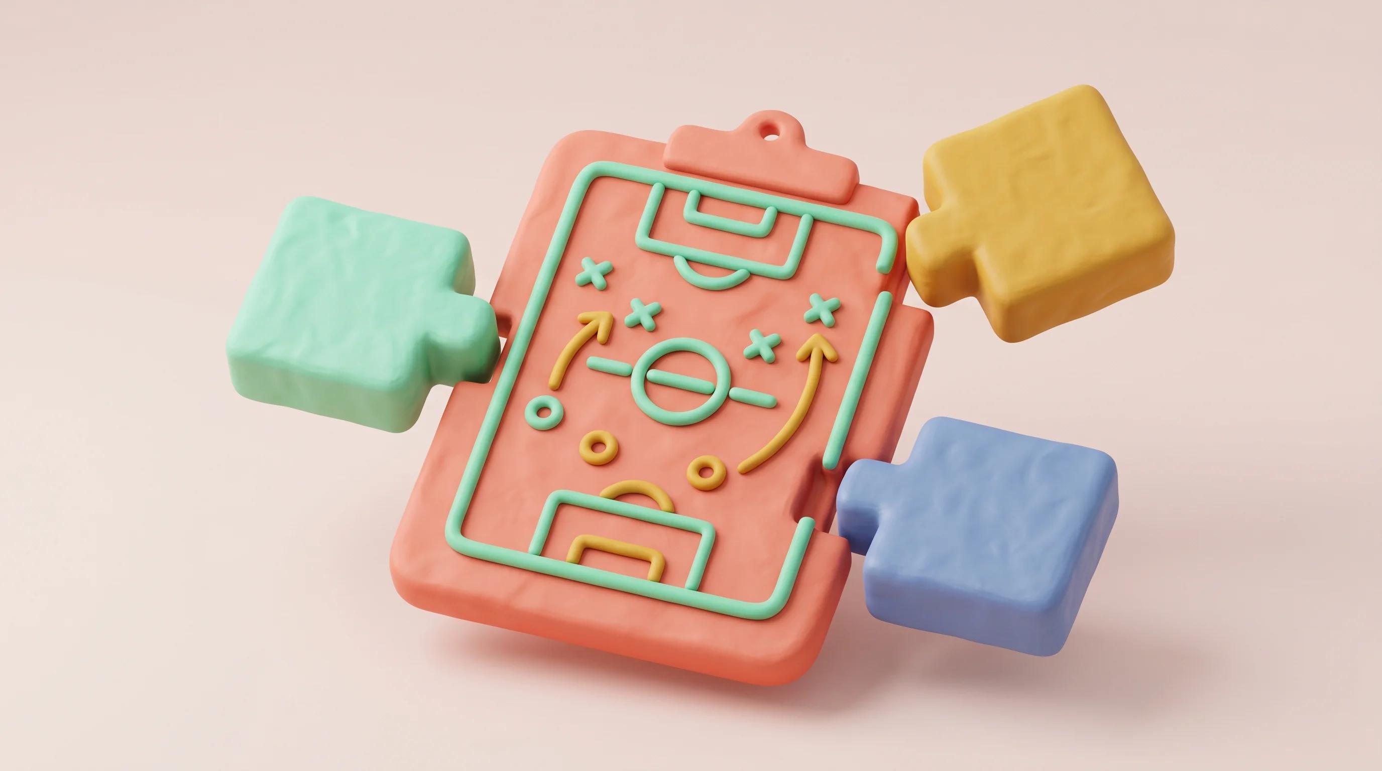 Digital illustration for article section "The 'Club OS' Arms Race" in "Coachbetter Raises $8.2M to Build 'OS' for Grassroots Football Clubs" - A conceptual and minimalist 3D illustration representing a competitive software "arms race" for spor...