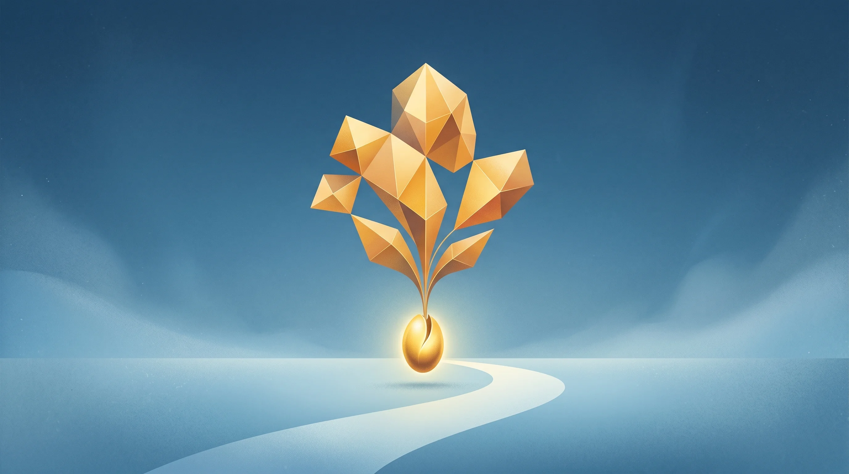 Digital illustration for article section "What Happens Next" in "Sazabi Emerges with AI-Native Observability Backed by Vercel, Replit" - A minimalist, conceptual visualization of a seed-stage company preparing to scale, featuring a singl...