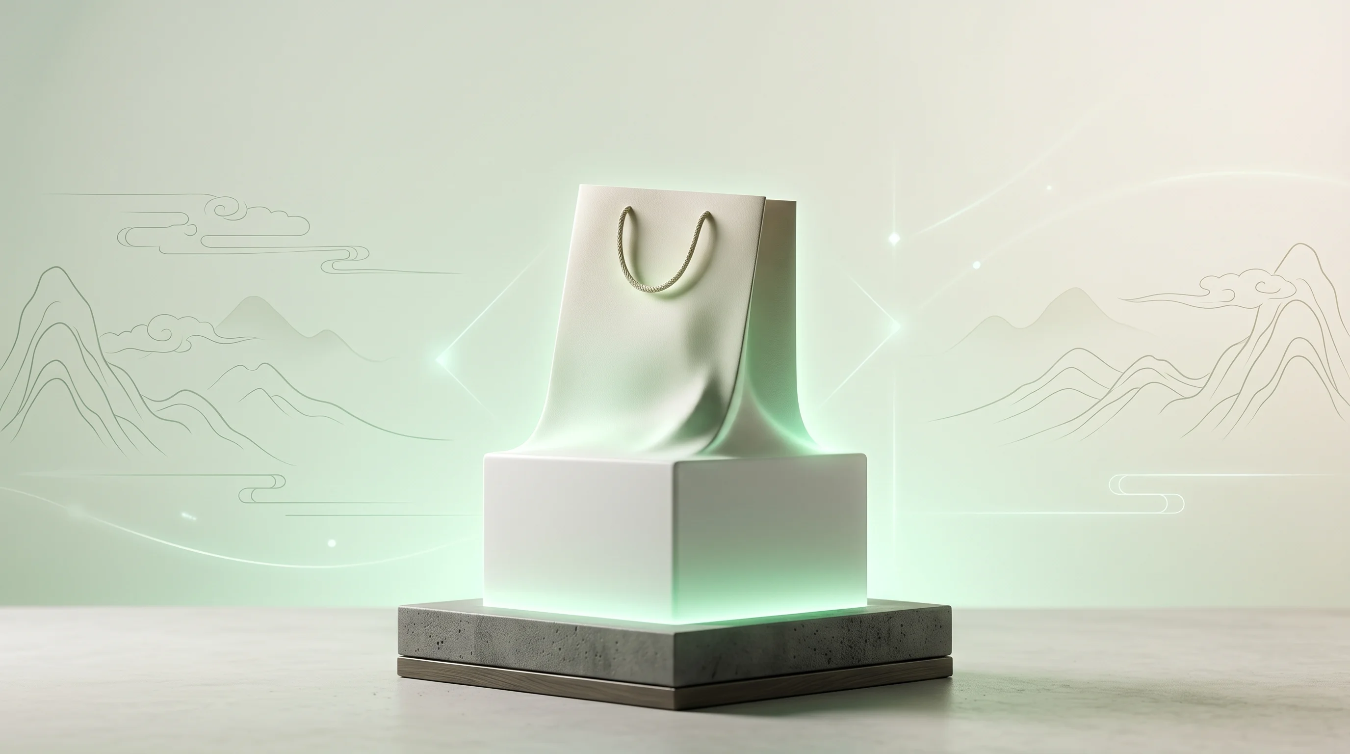 Digital illustration for article section "Timing the Market" in "Meta Fashion Raises $400K to Bridge Roblox Fashion and Real-World Sales" - A minimalist conceptual still life representing the seamless merger of virtual platforms and physica...