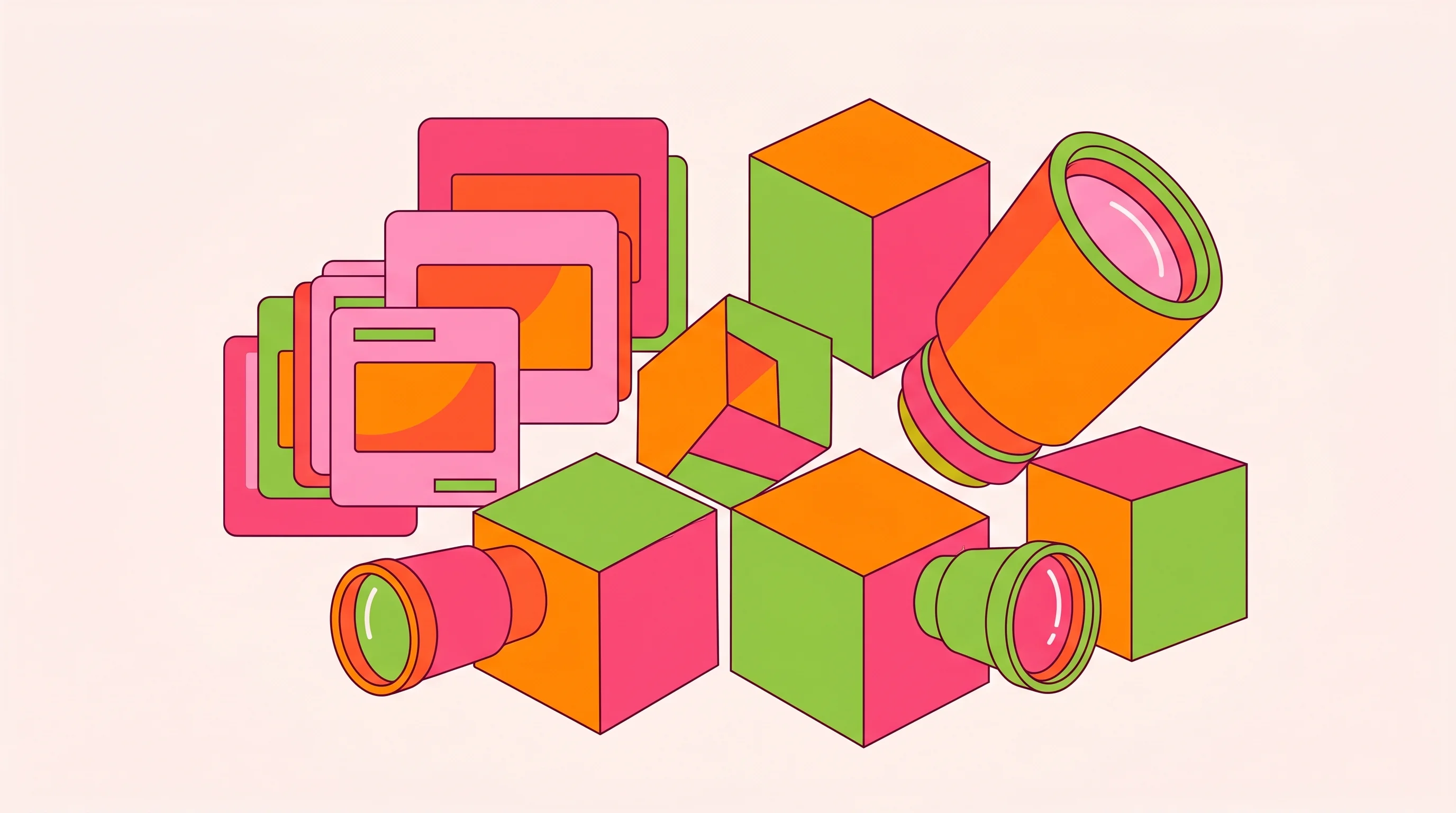 Digital illustration for article section "A Crowded Field" in "YC-Backed Alchemy Brings AI Image Analysis to Life Sciences Labs" - A conceptual illustration representing a crowded field of specialized scientific imaging tools, feat...