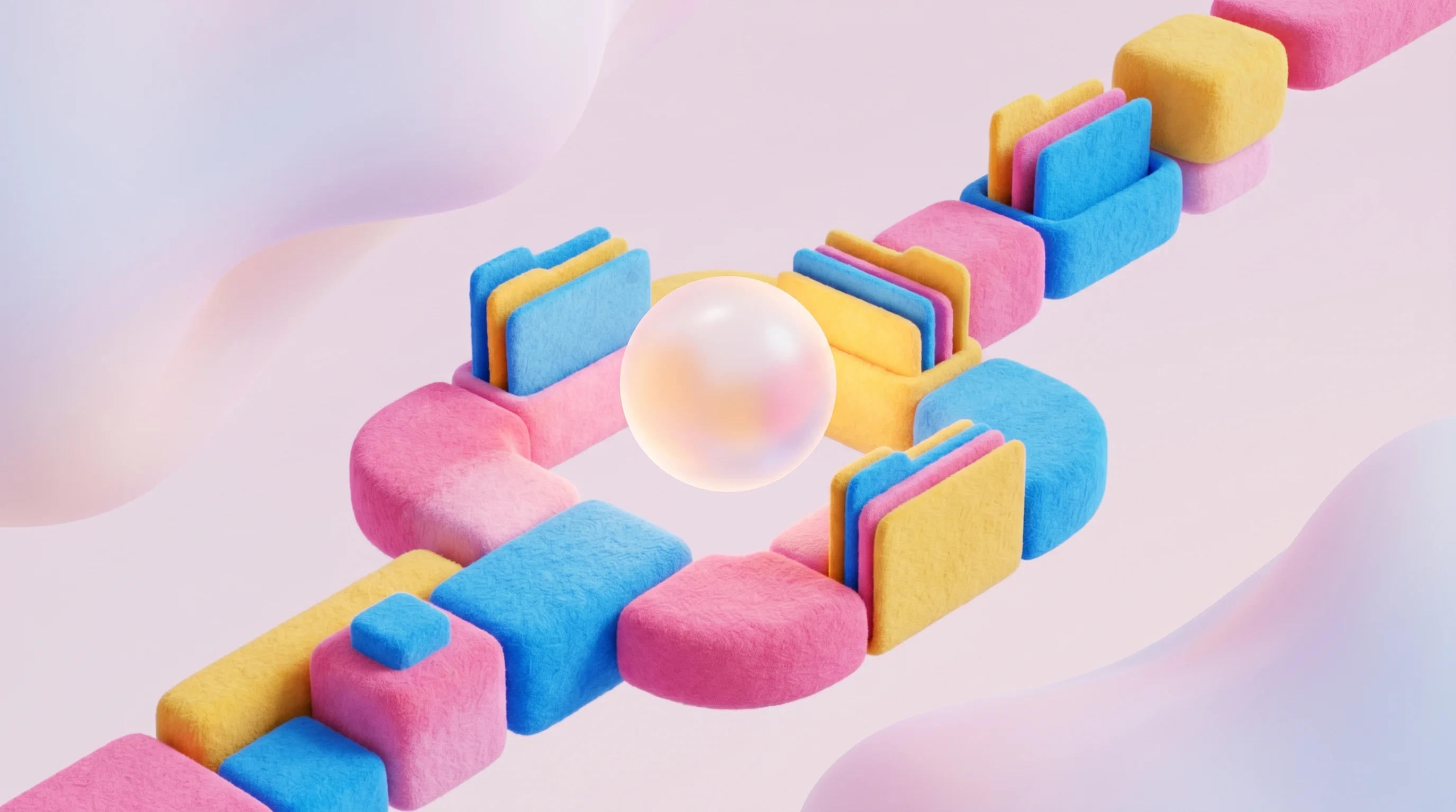 Digital illustration for article section "What Comes Next (Maybe)" in "Sunbound Closes Series A to Scale Senior Care Payment Platform" - A minimal and clean conceptual 3D illustration representing an AI-first revenue operating system and...