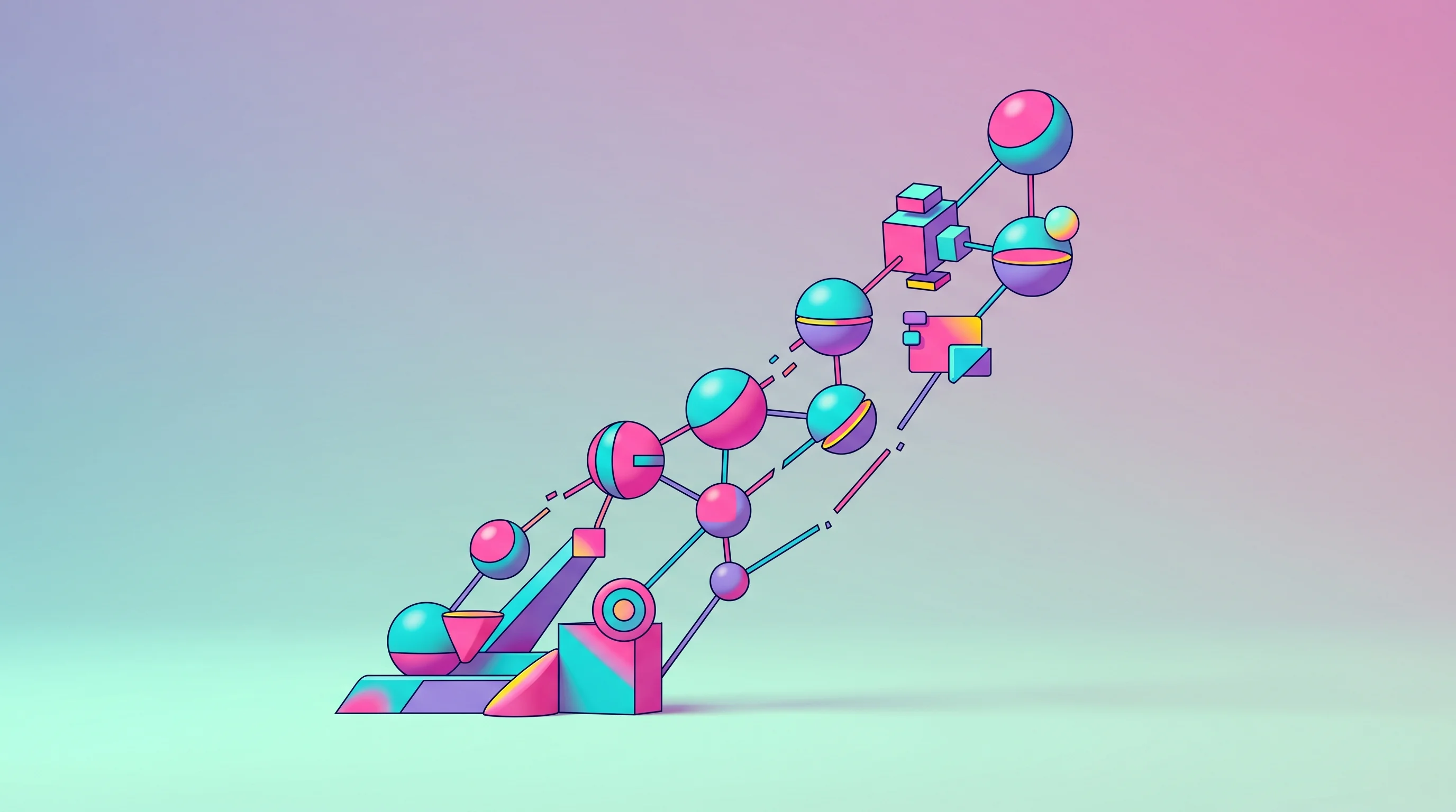 Digital illustration for article section "The Uphill Climb" in "Freenet Relaunches as Real-Time P2P Platform for Decentralized Apps" - A clean, minimalist conceptual artwork representing the uphill climb of real-time P2P synchronizatio...