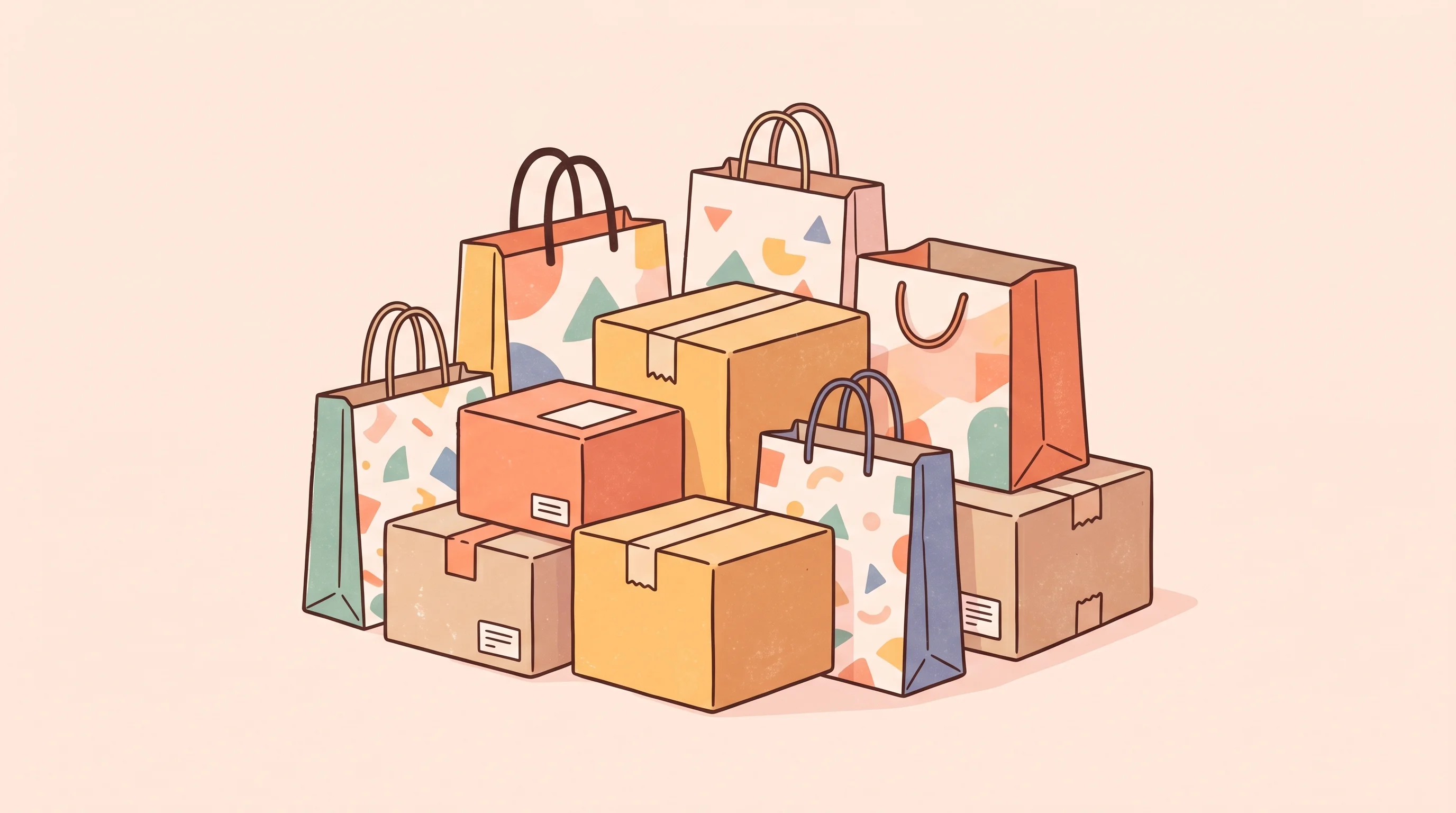 Digital illustration for article section "A Suddenly Crowded Category" in "Light Anchor Bets AI Agents Can Run Consumer Brands Without Humans" - A minimalist and conceptual illustration representing a suddenly crowded commerce category, featurin...