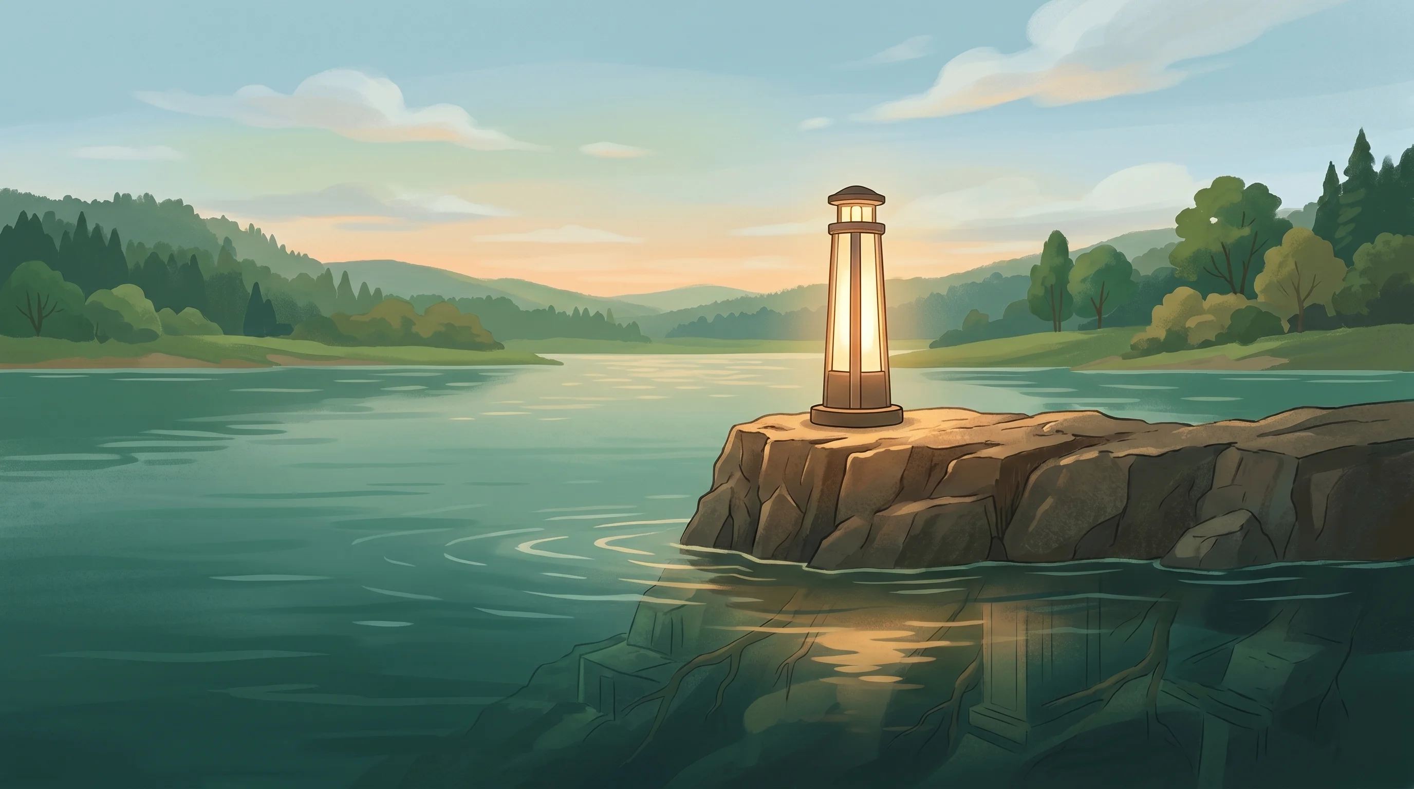 Digital illustration for article section "What's Being Left Unsaid" in "Binary Defense's $35M Series B Claim Unverified—But AI Pivot Is Real" - A serene, minimalist illustration of a modern, elegantly designed glowing beacon standing firmly on ...