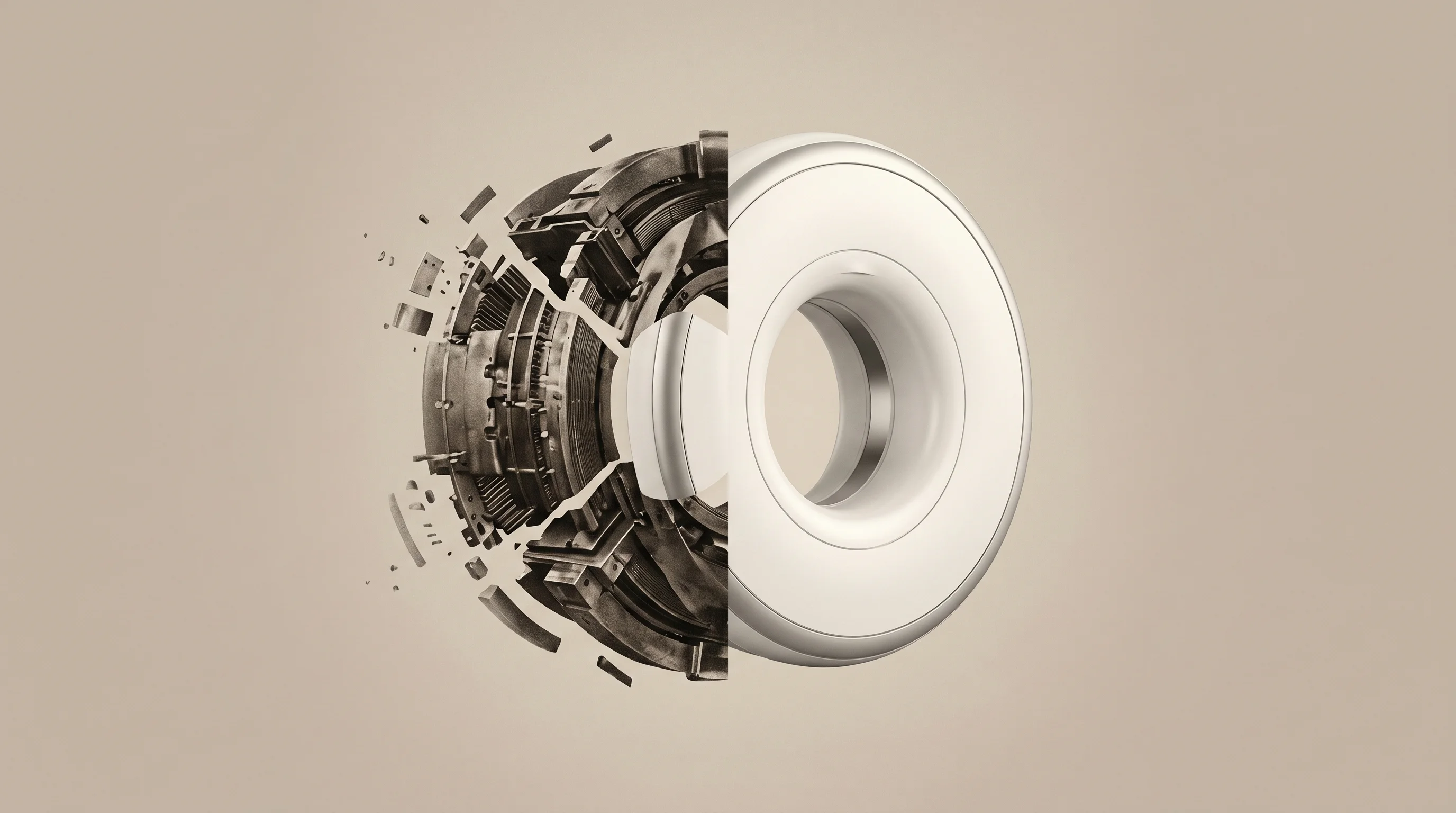 Digital illustration for article section "Technical Gambles and Business Model Bets" in "How Adialante's Mobile MRI Aims to Crack the Cancer Screening Gap" - A conceptual surreal digital collage representing a bold technical and business wager, featuring a c...