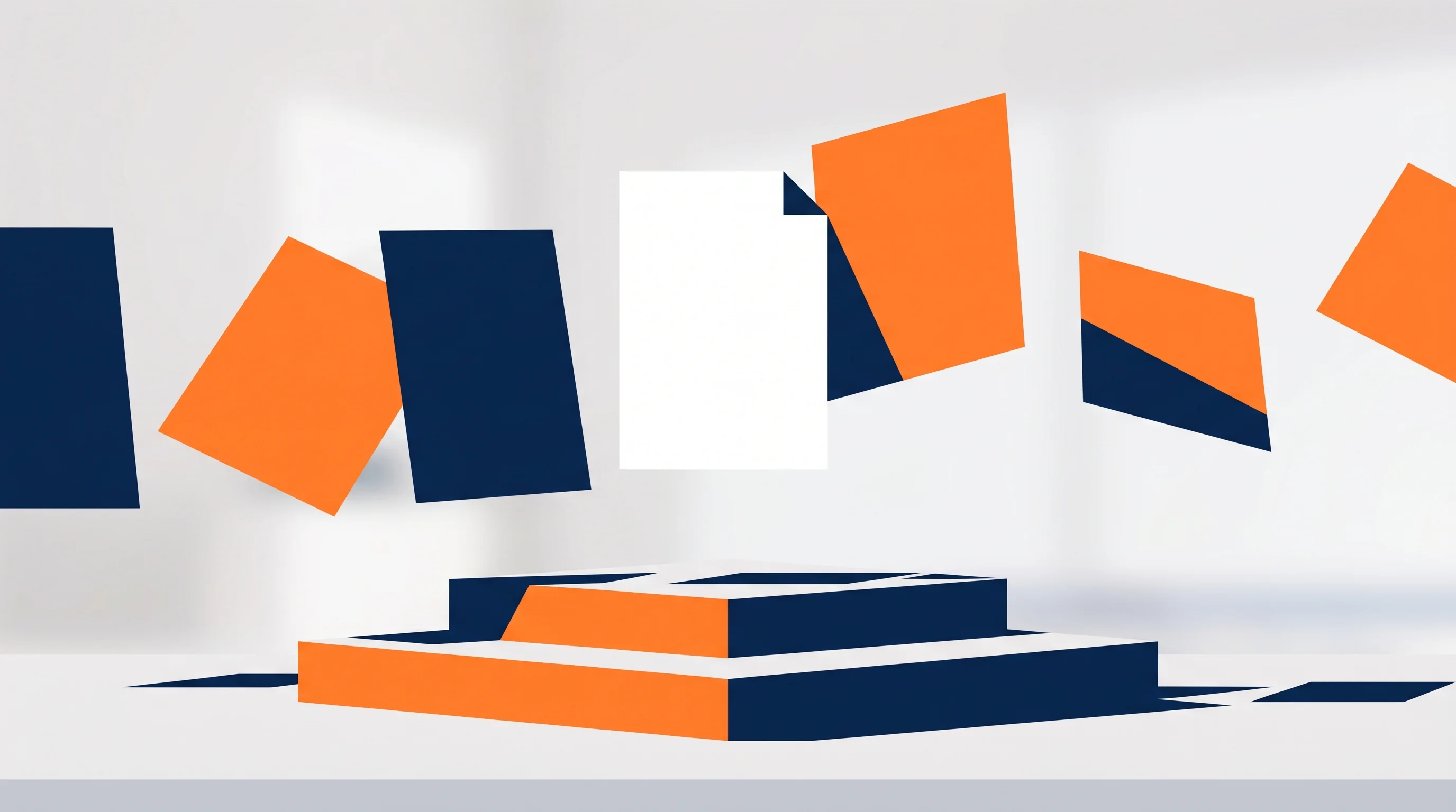 Digital illustration for article section "What's Missing" in "YC-Backed Mount Debuts AI Agent Liability Insurance Product" - A conceptual, modern scene featuring a series of floating, completely blank documents and an empty g...
