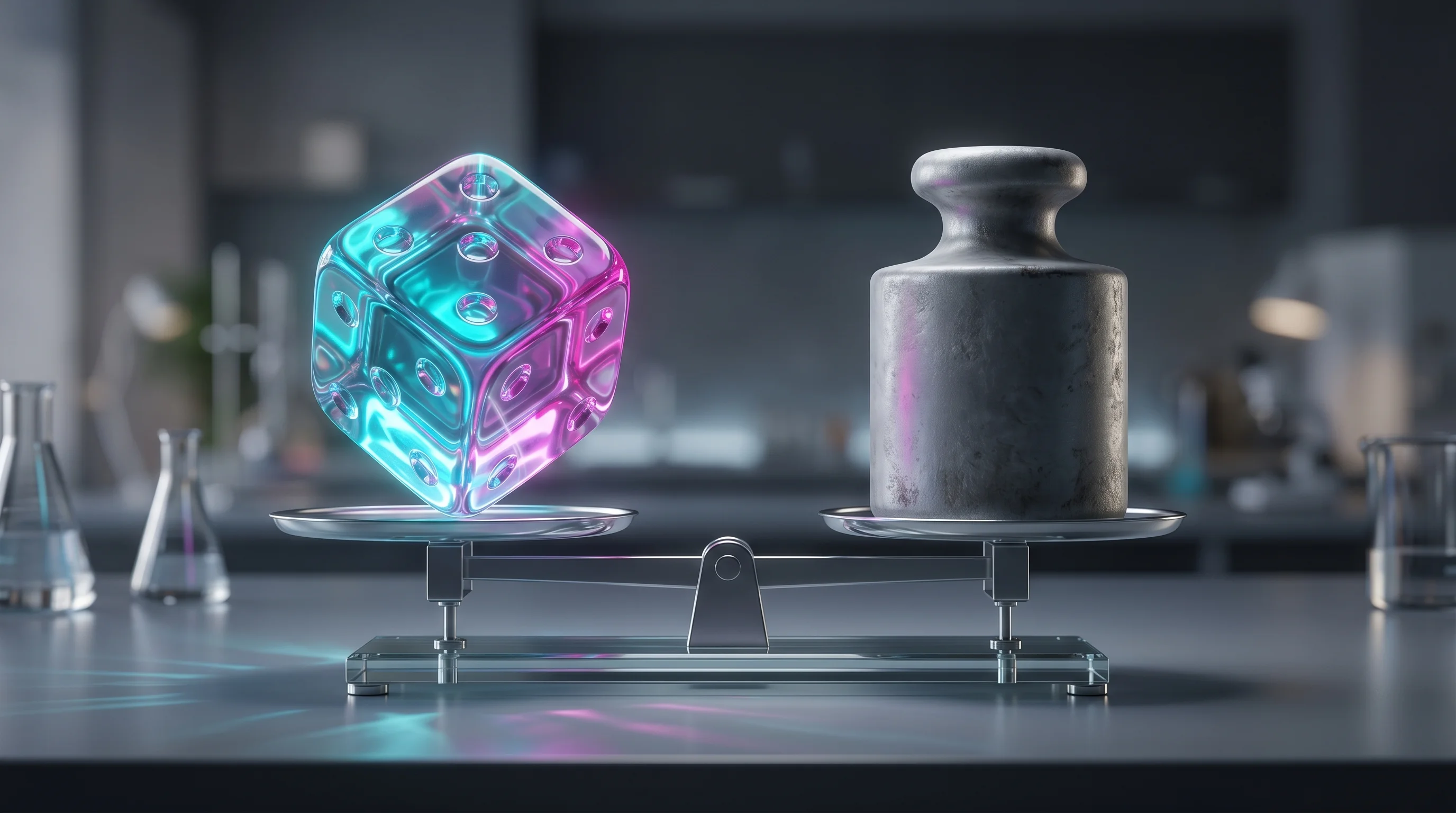 Digital illustration for article section "The Generalization Gamble" in "AI Discovers AI: How Aster Lab Uses Agents to Automate Research" - A conceptual, hyper-realistic 3D rendered image symbolizing "The Generalization Gamble" in modern re...