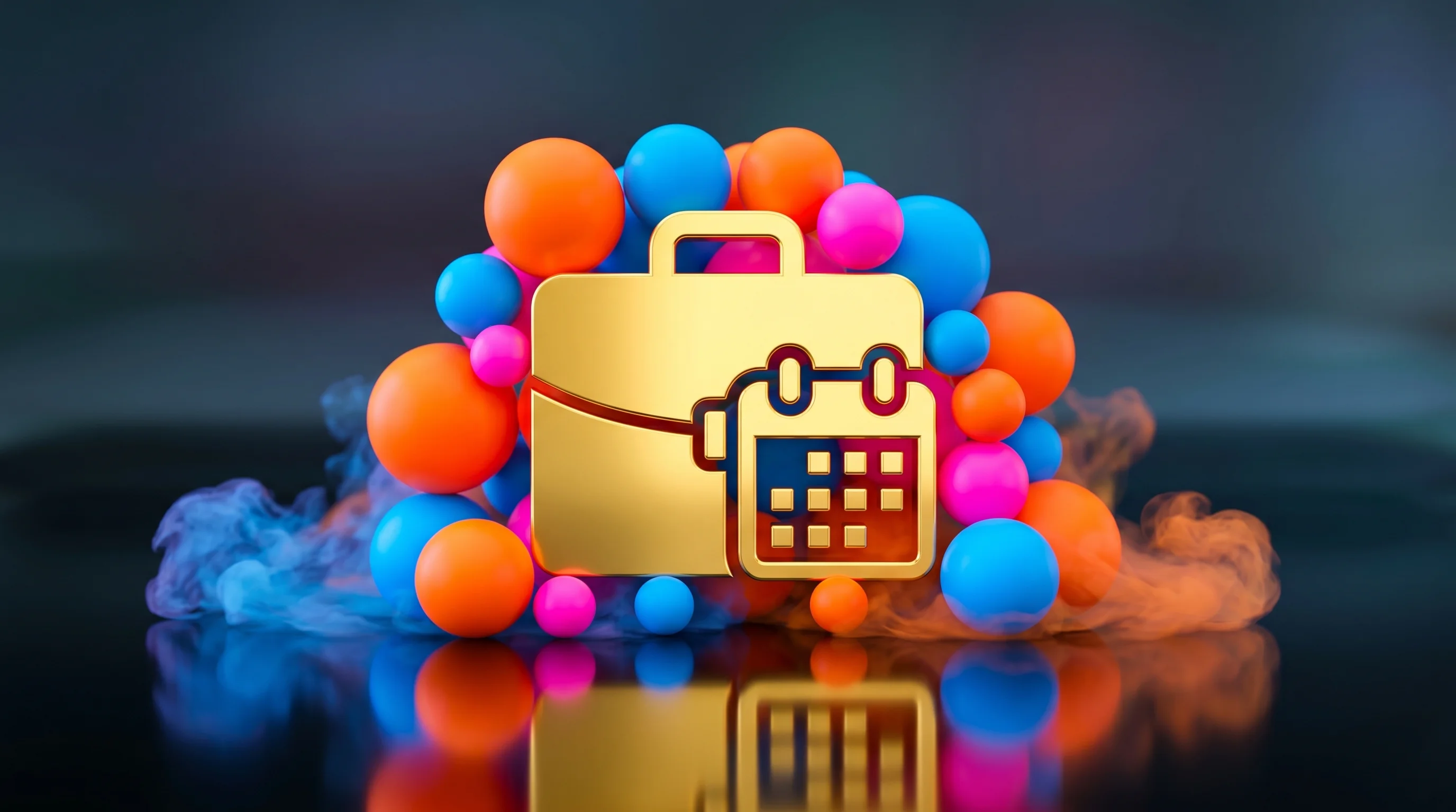 Digital illustration for article section "The Crowded Agent Gold Rush" in "Standout Launches AI Agent Marketplace for Autonomous Hiring" - A minimalist, conceptual scene featuring a single, brilliant golden modern briefcase seamlessly merg...