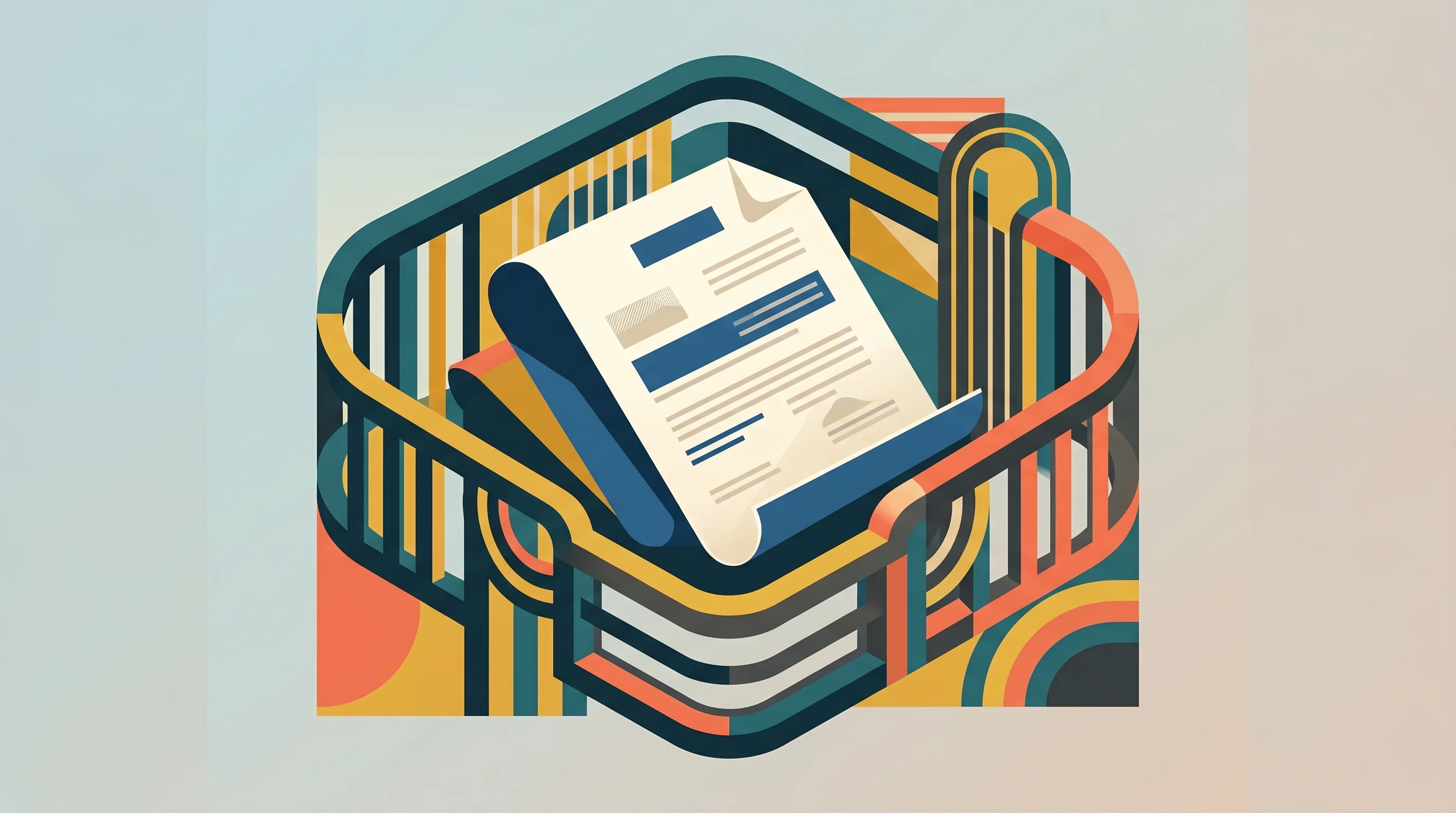 Digital illustration for article section "The Compliance Question" in "YC-Backed Kinro Launches AI Sales Agents for Insurance on ChatGPT" - A clean, minimal, and conceptual illustration representing insurance compliance and regulatory guard...