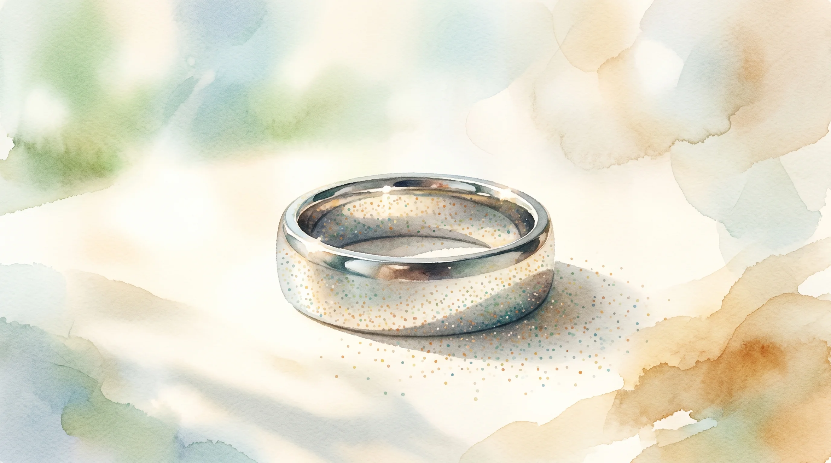 Digital illustration for article section "Hardware Meets Chronic Disease" in "Ex-Zomato Founder's Gabit Secures $3.7M to Expand Health Platform" - A minimalist, close-up composition featuring a sleek, polished titanium smart ring resting elegantly...