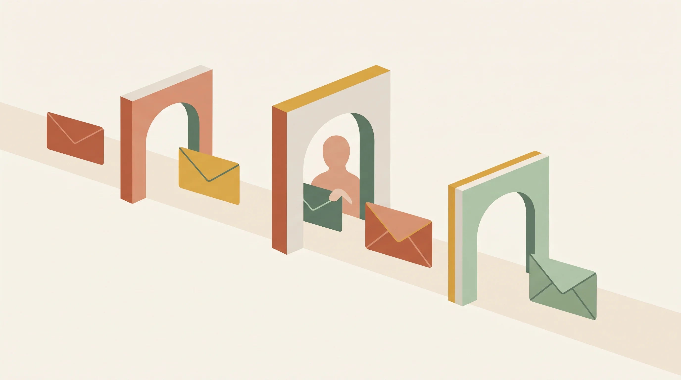 Digital illustration for article section "The Execution Challenge" in "Primitive Builds Email Infrastructure for the AI Agent Economy" - A contemporary flat illustration in a Scandinavian design aesthetic depicting the concept of enterpr...