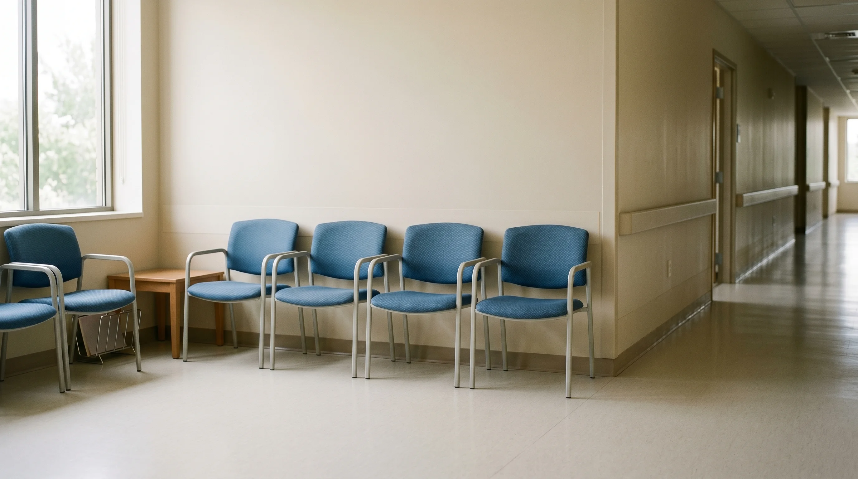 Digital illustration for article section "What Comes Next" in "Evolve Neuro's 5-Minute AI Brain Scan Tackles ADHD Diagnosis Gap" - Generate a realistic image that portrays the concept of waiting or delay. This could be an empty hal...