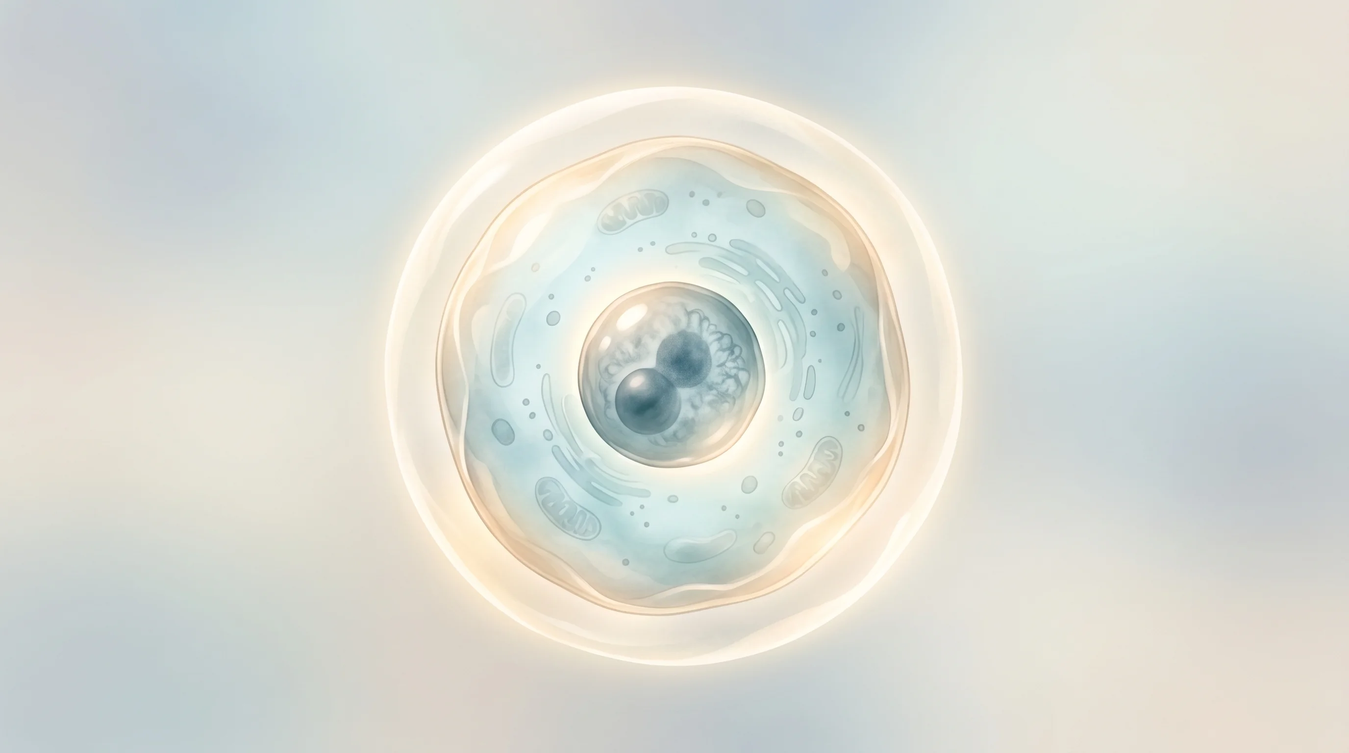 Digital illustration for article section "The Delivery Dilemma" in "Can DNA-Targeting Drugs Crack 80% of 'Undruggable' Cancers?" - Generate an image of a stylized cell with a clear nucleus in the center. The cell should be made to ...