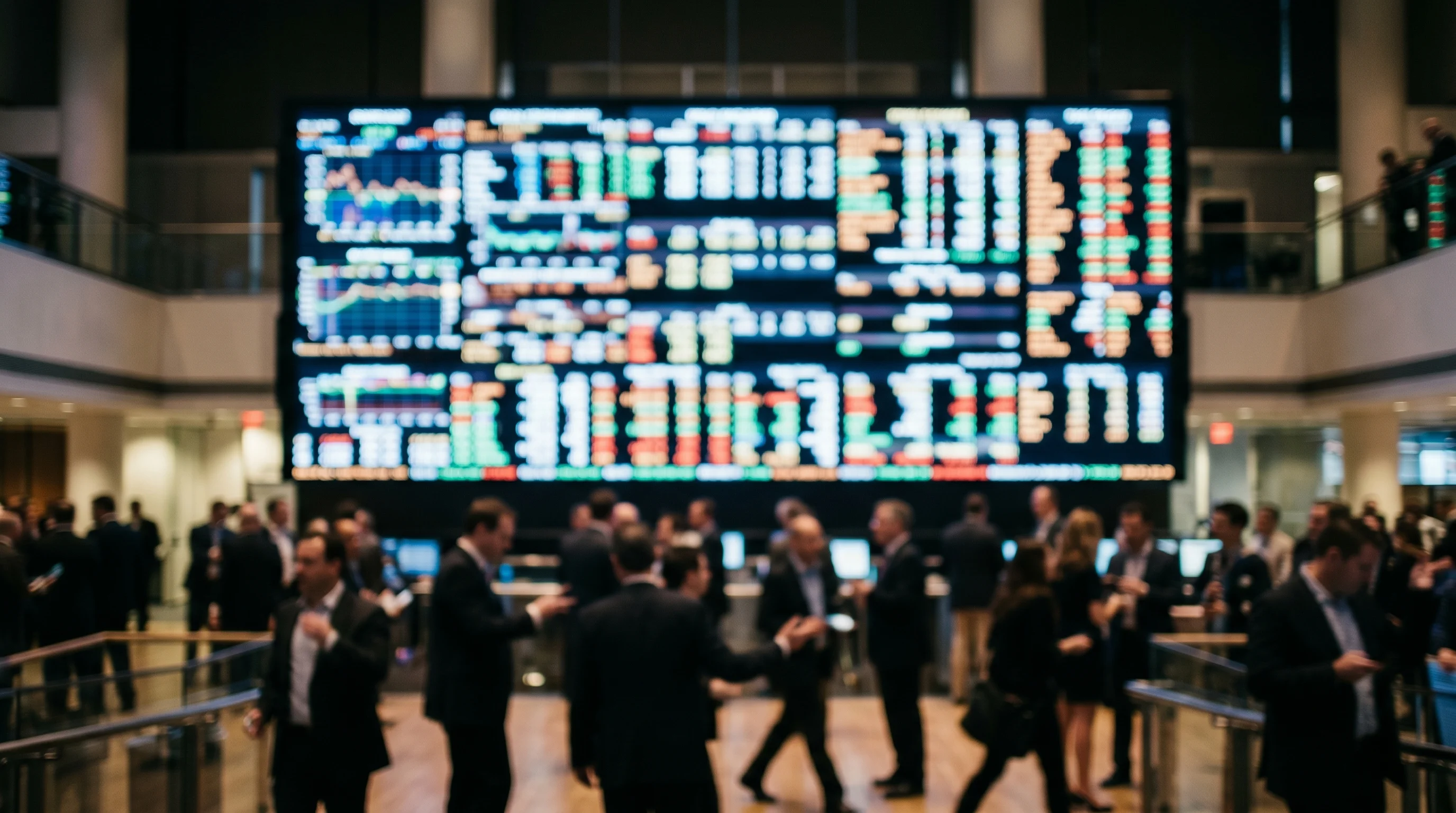 Digital illustration for article section "A Market in Motion" in "Cypher AI Raises $2M to Let Scientists Build Lab Software with AI" - Create a realistic image of a stock exchange board to represent the funding and investing environmen...