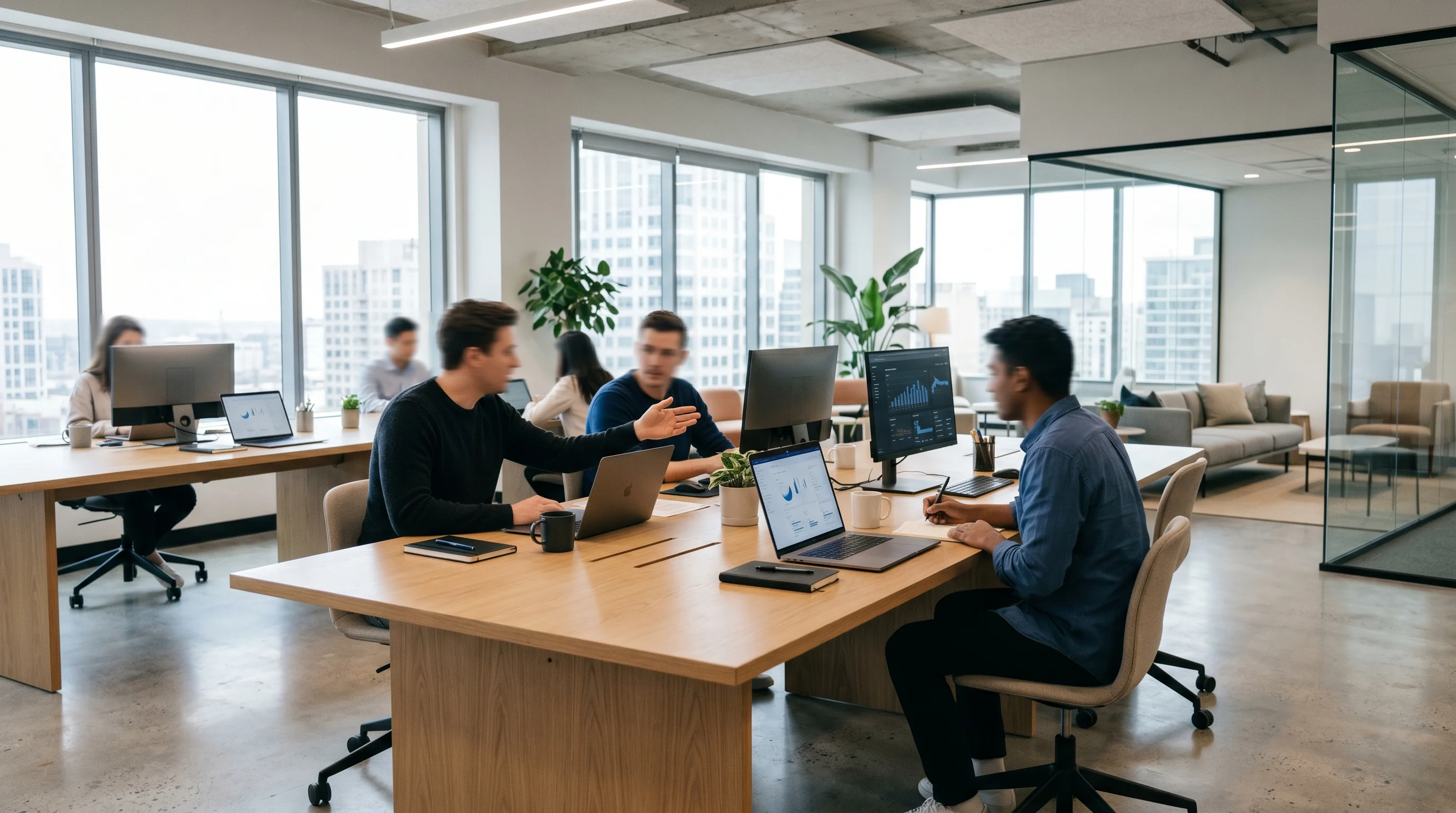 Digital illustration for article section "Operator DNA" in "Kopa.ai Raises €2M to Build AI Operating System for E-Commerce" - Generate a realistic image of a modern, sleek workspace, indicating a digital operations environment...