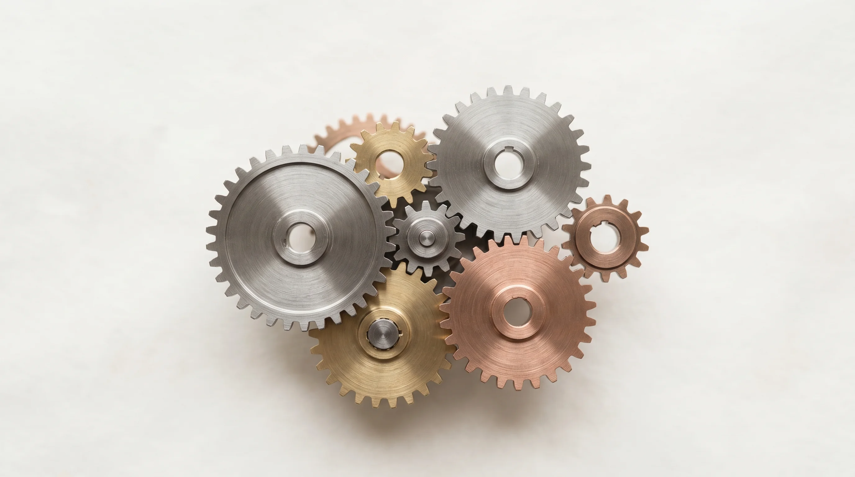 Digital illustration for article section "Timing the Wave (or Riding Someone Else's)" in "Zolvo Brings AI Loan Servicing to $4T Commercial Lending Market" - Create an image of different sized gears meshing together, representing different fintech companies ...