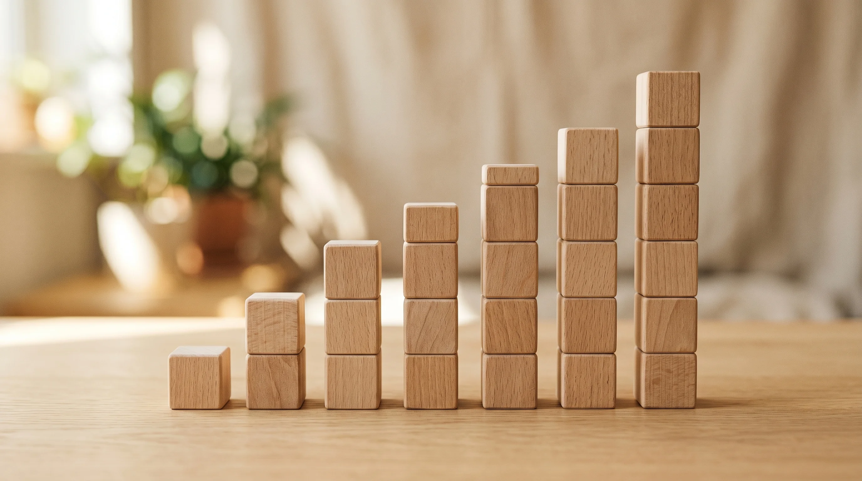 Digital illustration for article section "The Numbers, and the Losses" in "Anveshan Raises $12.7M Series B for Blockchain Food Traceability" - Craft an image showing a graph or chart made of wooden blocks or similar material, representing grow...
