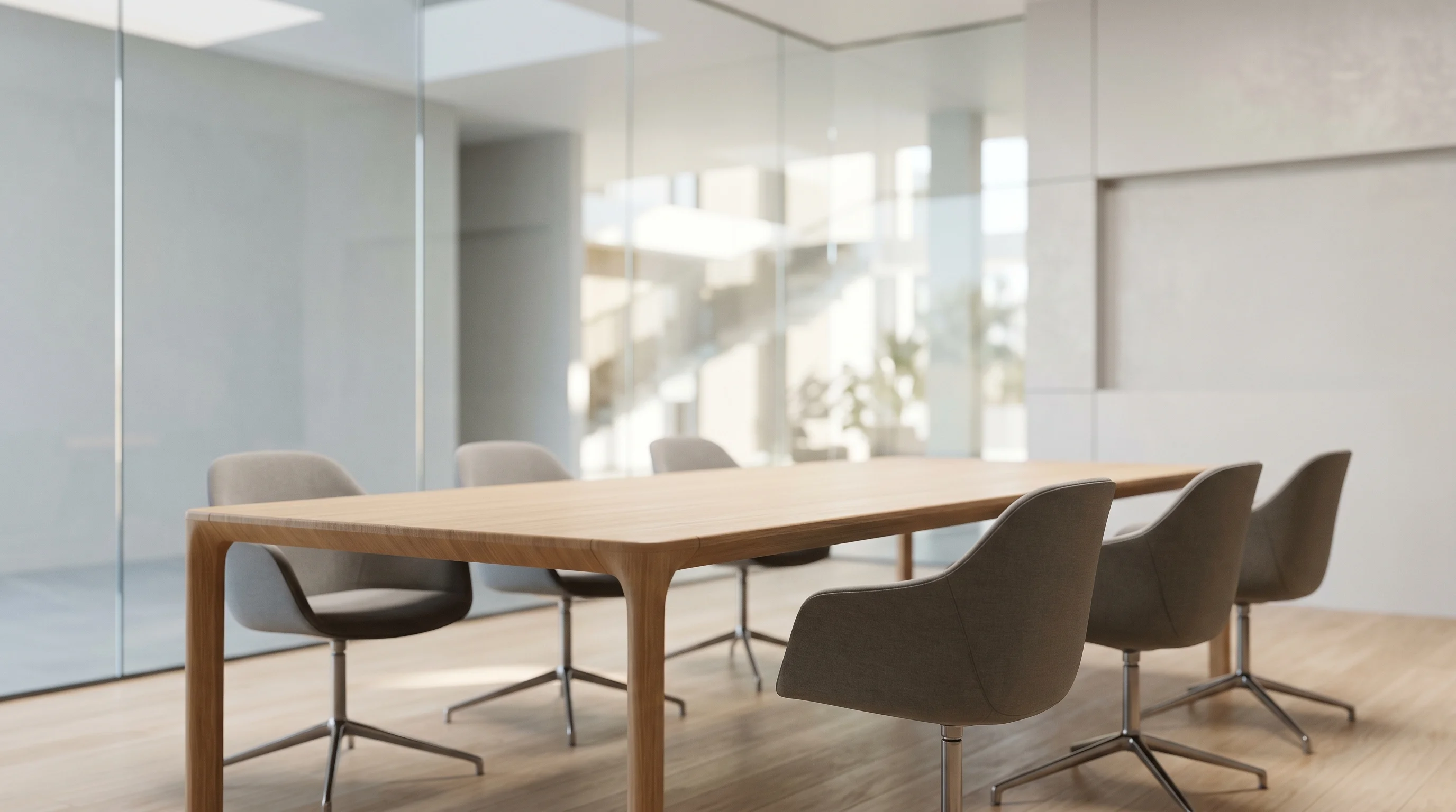 Digital illustration for article section "The Economics Still Need Proving" in "YC-Backed AquaShield Launches AI to Stop Water Waste in Buildings" - An image of a modern office setting, possibly with a conference room table and chairs, depicting a b...