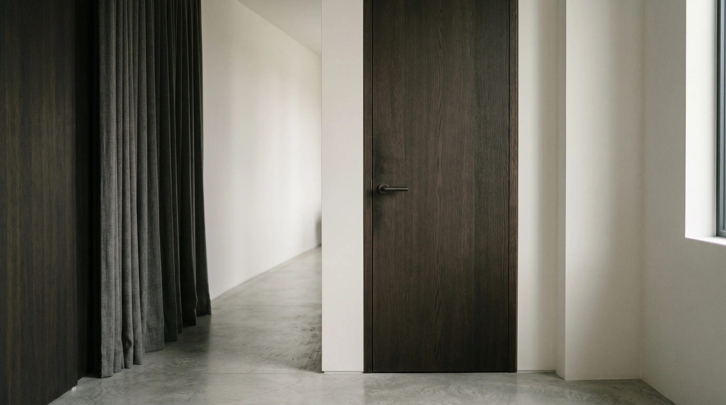 Digital illustration for article section "What Comes Next" in "YC-Backed Refortifai Takes On Cadence, Siemens With AI Analog Design Agents" - A realistic image of a closed door or a curtain, symbolizing the stealth operation of the company. T...
