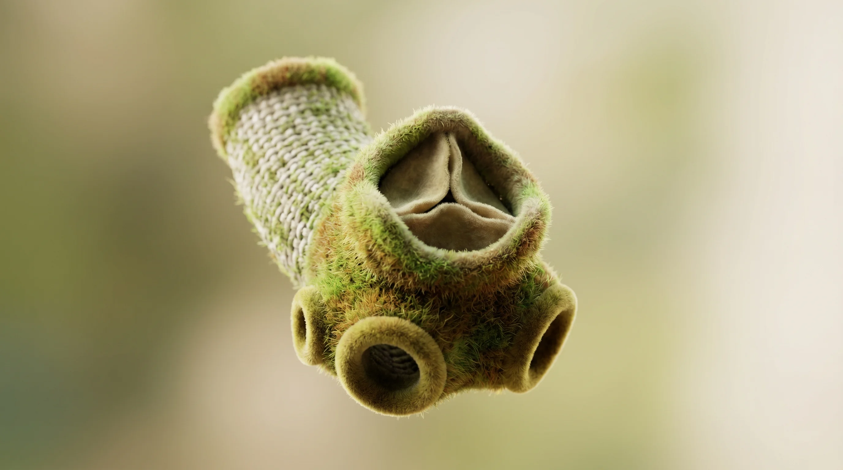 Digital illustration for article section "What TVARC Promises (and Doesn't Yet Deliver)" in "Veritas Aortic Raises $12M Seed for Aortic Disease Device" - A conceptual, macro-photography style visualization of a modern bioprosthetic aortic valve and ascen...