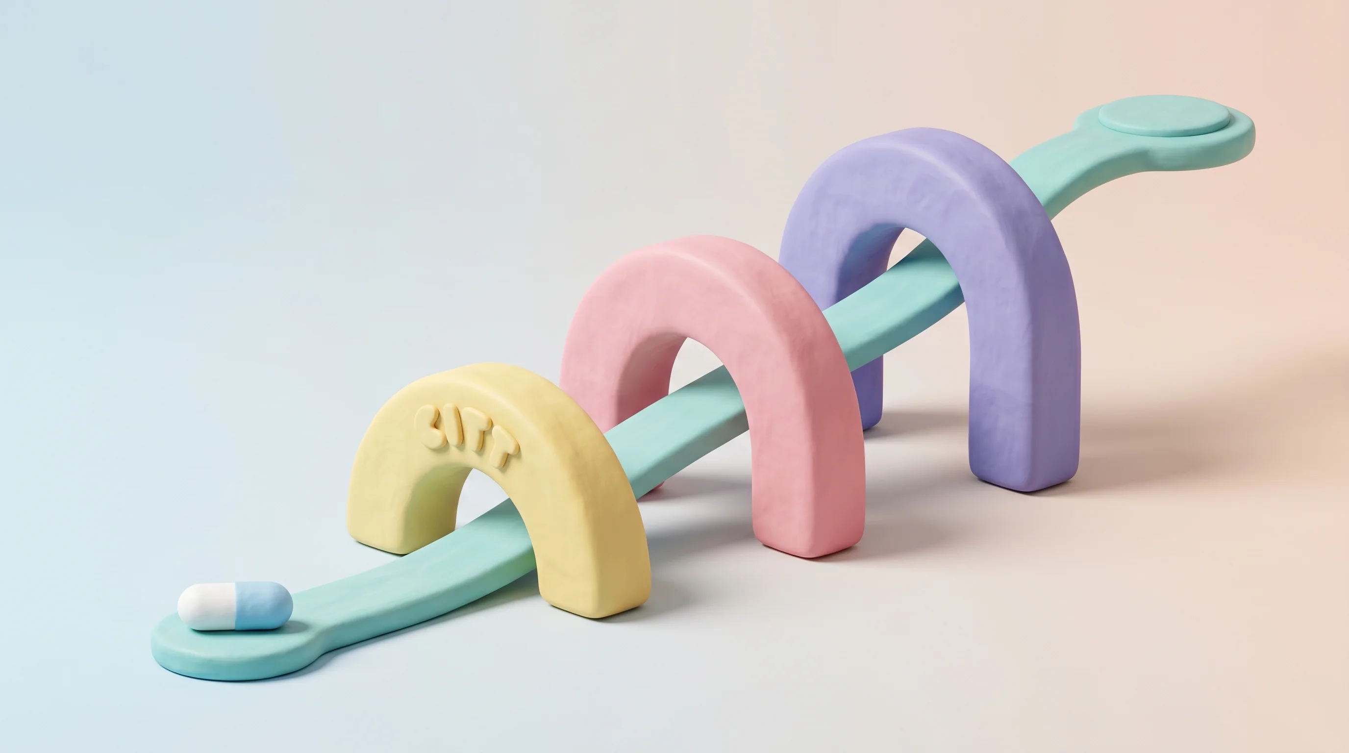 Digital illustration for article section "What Comes Next—and Why It Matters" in "Baymatob Raises $6.5M Series A3 for AI Device Predicting Birth Risks" - A clean, conceptual 3D illustration of a winding, upward pathway passing over three distinct, softly...