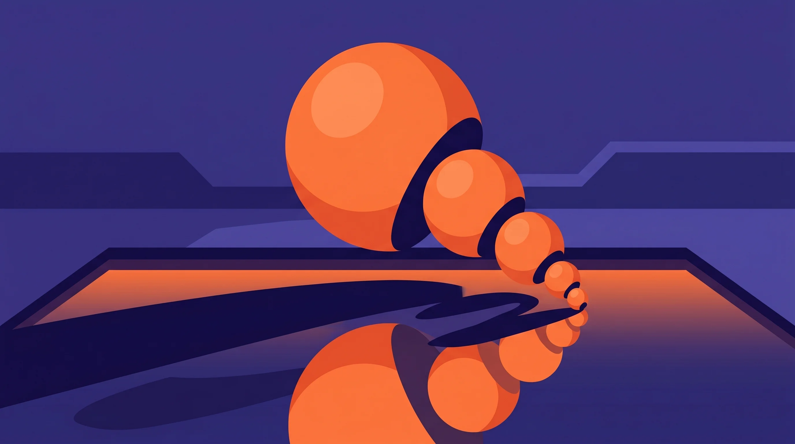 Digital illustration for article section "What Happens When Agents Ship a Third of Your Code" in "YC-Backed Replicas Launches Coding Agent for Slack, Linear, GitHub" - A conceptual and minimalist representation of recursive AI agents spawning sub-agents, depicted as a...