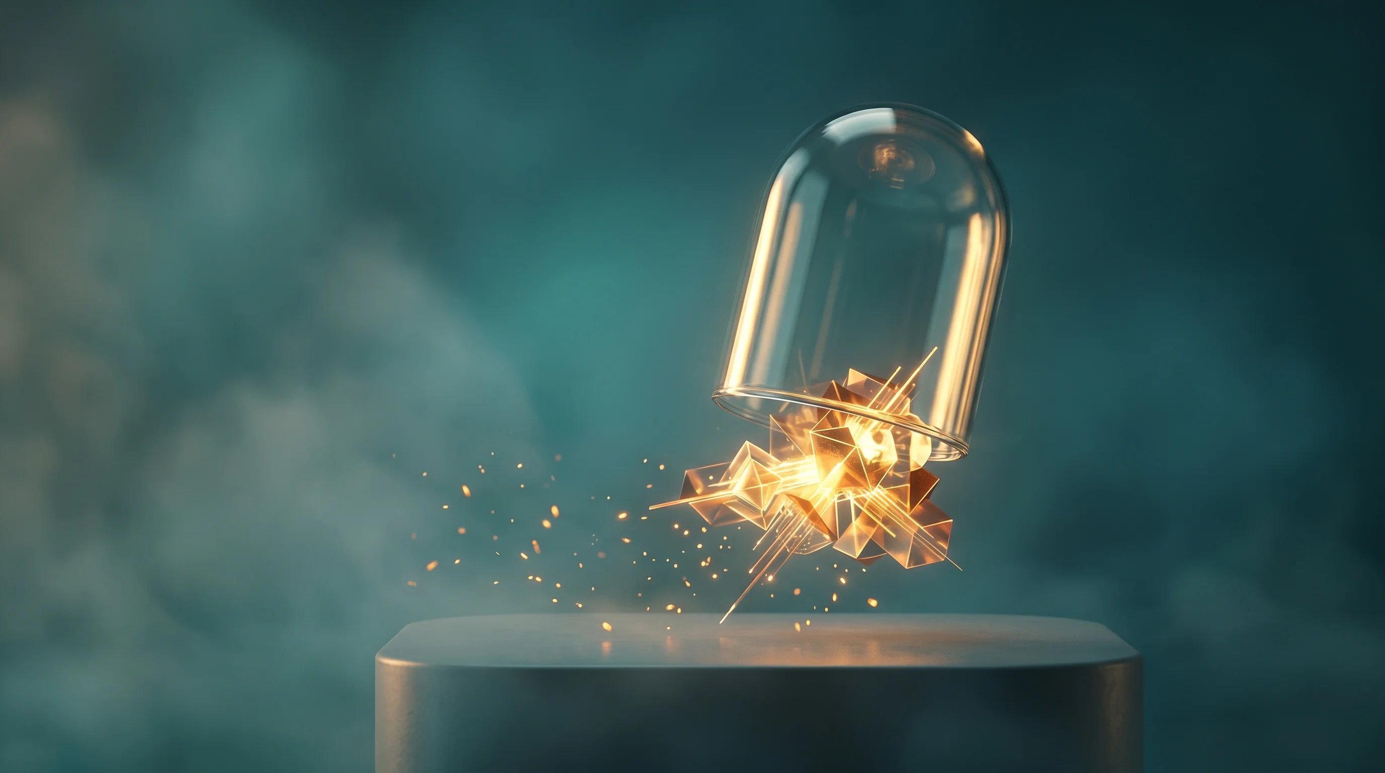 Digital illustration for article section "What Comes Next" in "Invisix Raises €20M Seed for Chip X-Ray Metrology Technology" - A conceptual, minimalist composition symbolizing the transition of technology from a controlled lab ...