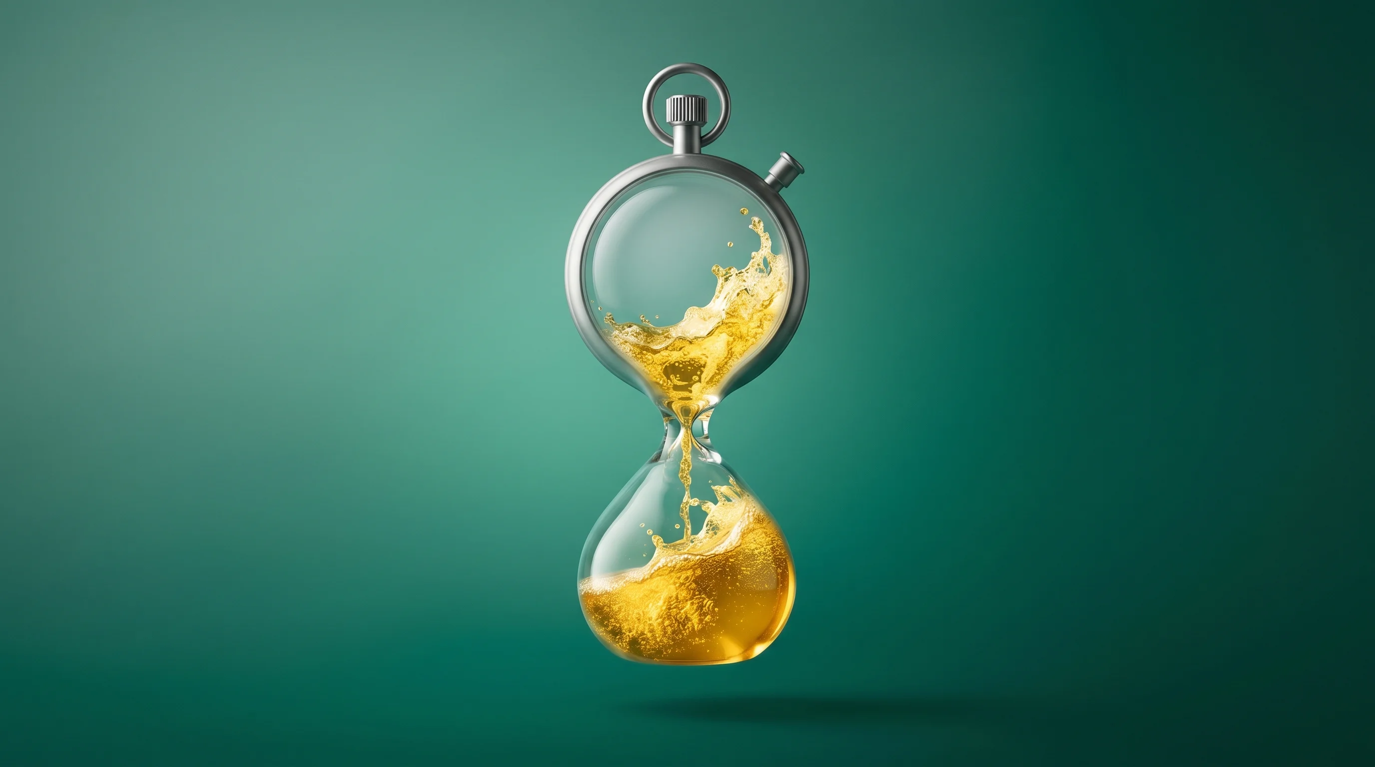 Digital illustration for article section "Timing the Market, or Riding the Hype?" in "Ex-Monzo Team's Gradient Labs Doubles Series A to $26M" - A surreal, conceptual representation of a frothy venture capital market and the concept of precise t...