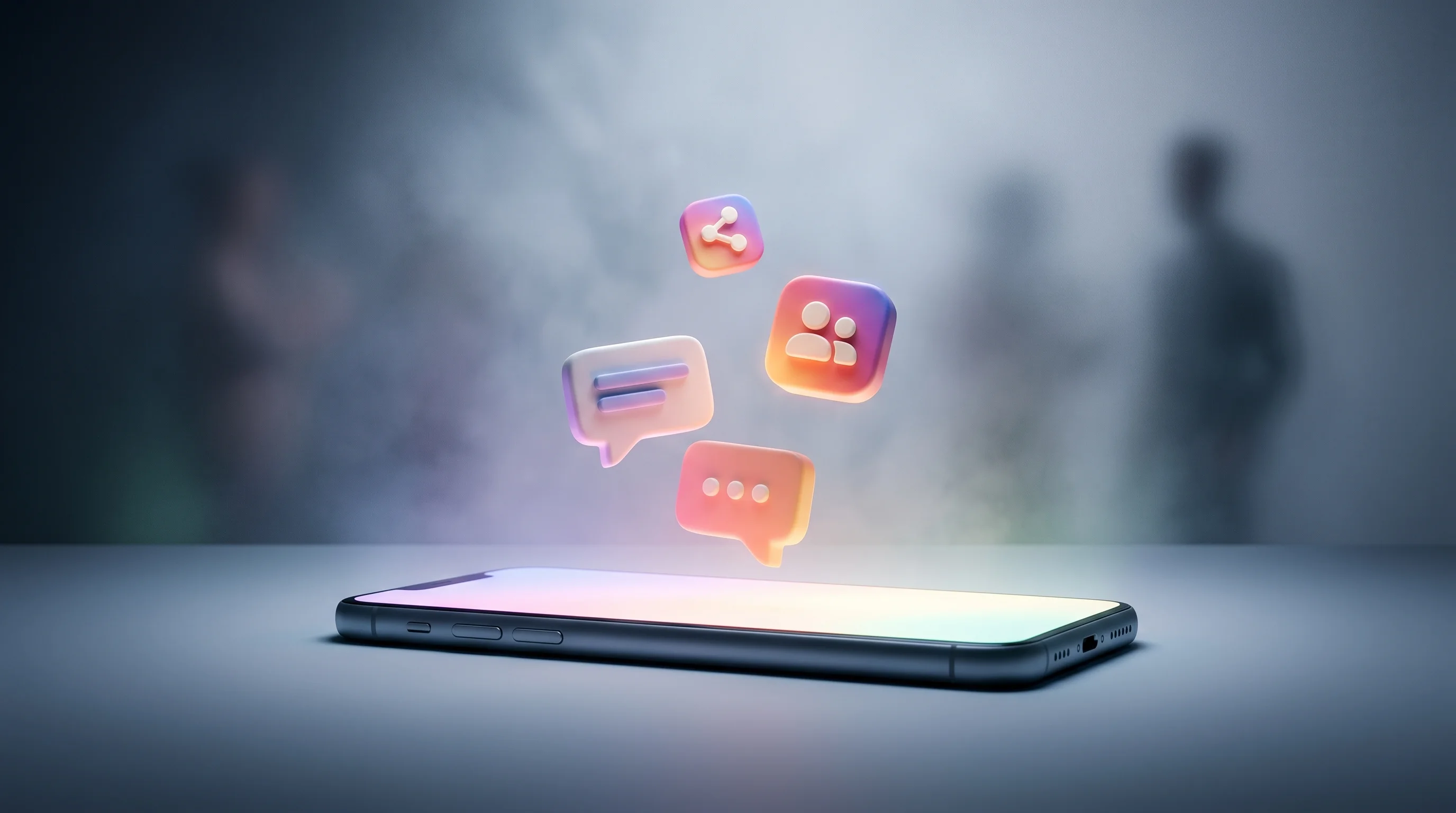 Digital illustration for article section "Content Section 4" in "Sekai Raises $20M to Turn Software Creation Into Social Media" - A minimalist, conceptual 3D illustration representing a secretive consumer social app company, featu...