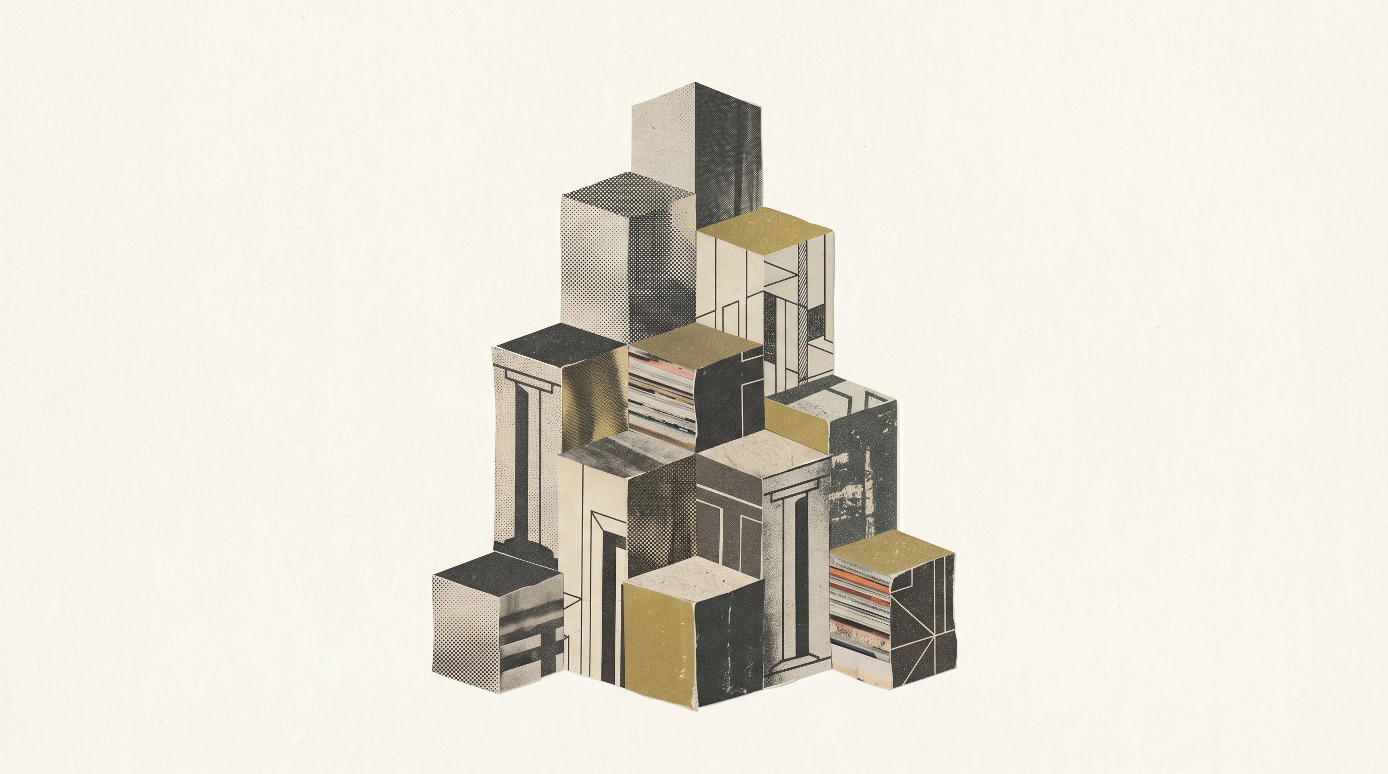 Digital illustration for article section "A Team Built for Scale" in "CogitoAI Lands $3.5M From Perot Jr., Ex-Intel CEO for Profitable AI" - A clean, minimal conceptual artwork representing a strong foundation and enterprise scale, featuring...