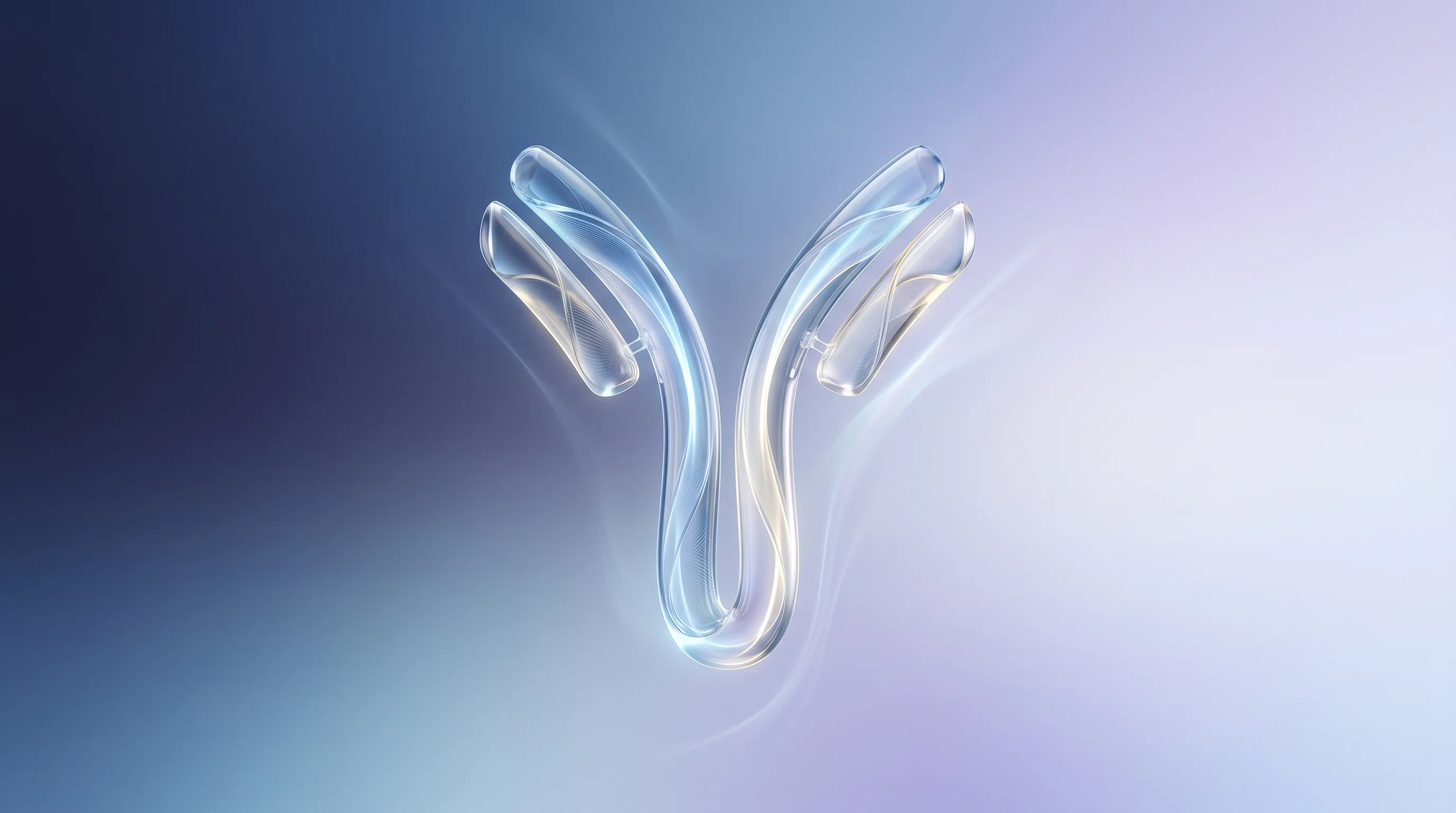 Digital illustration for article section "AI Gets Involved" in "Immunocan Raises $37M Series A for Gene-Edited Antibody Platform" - A sleek, minimalist conceptual visualization of an artificial intelligence engine analyzing biologic...