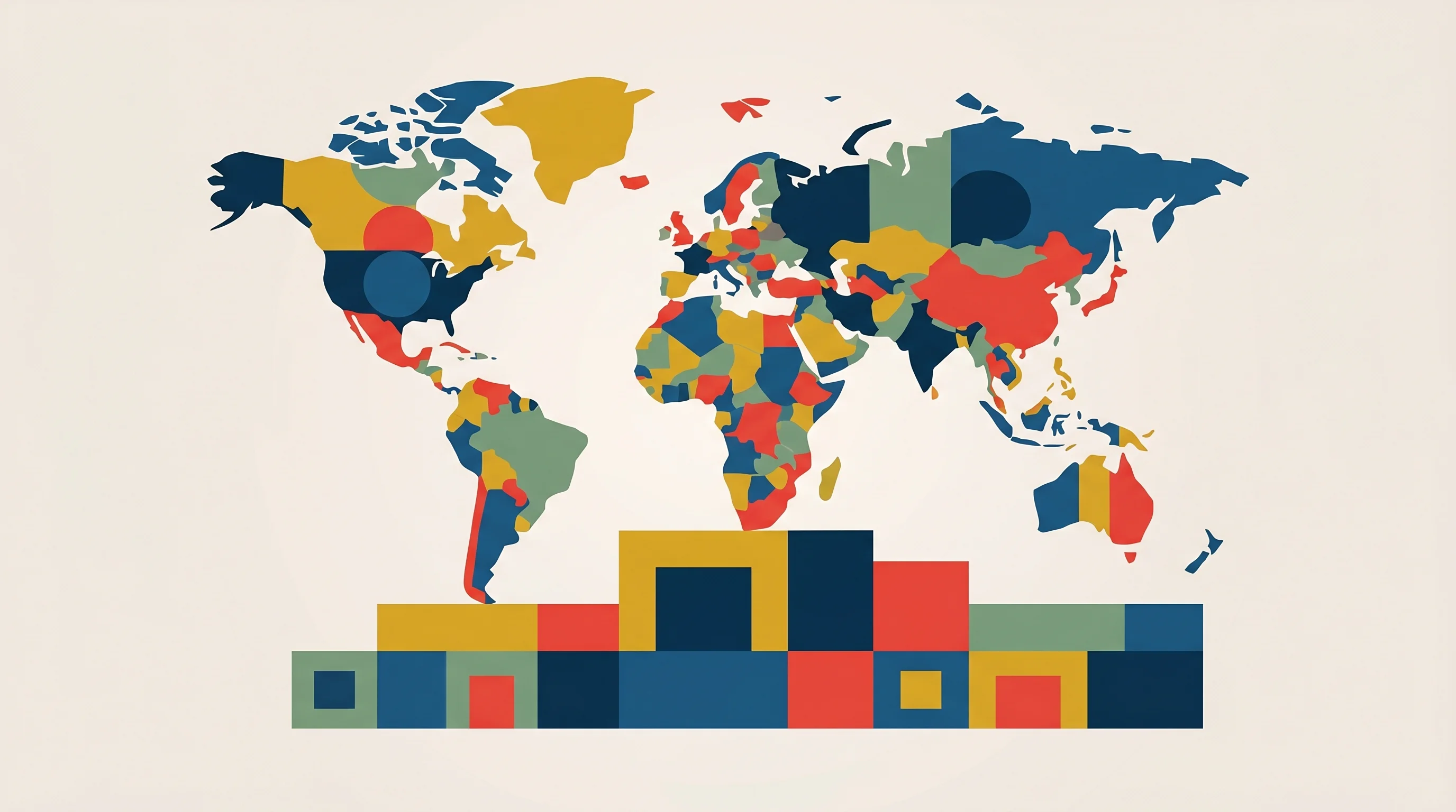 Digital illustration for article section "Antler Alums, Now Hiring Across Three Continents" in "Tactiq Raises $10M Series A for 'No-Bot' Meeting AI with 1M+ Users" - A minimalist and conceptual representation of global startup expansion and foundational growth, feat...