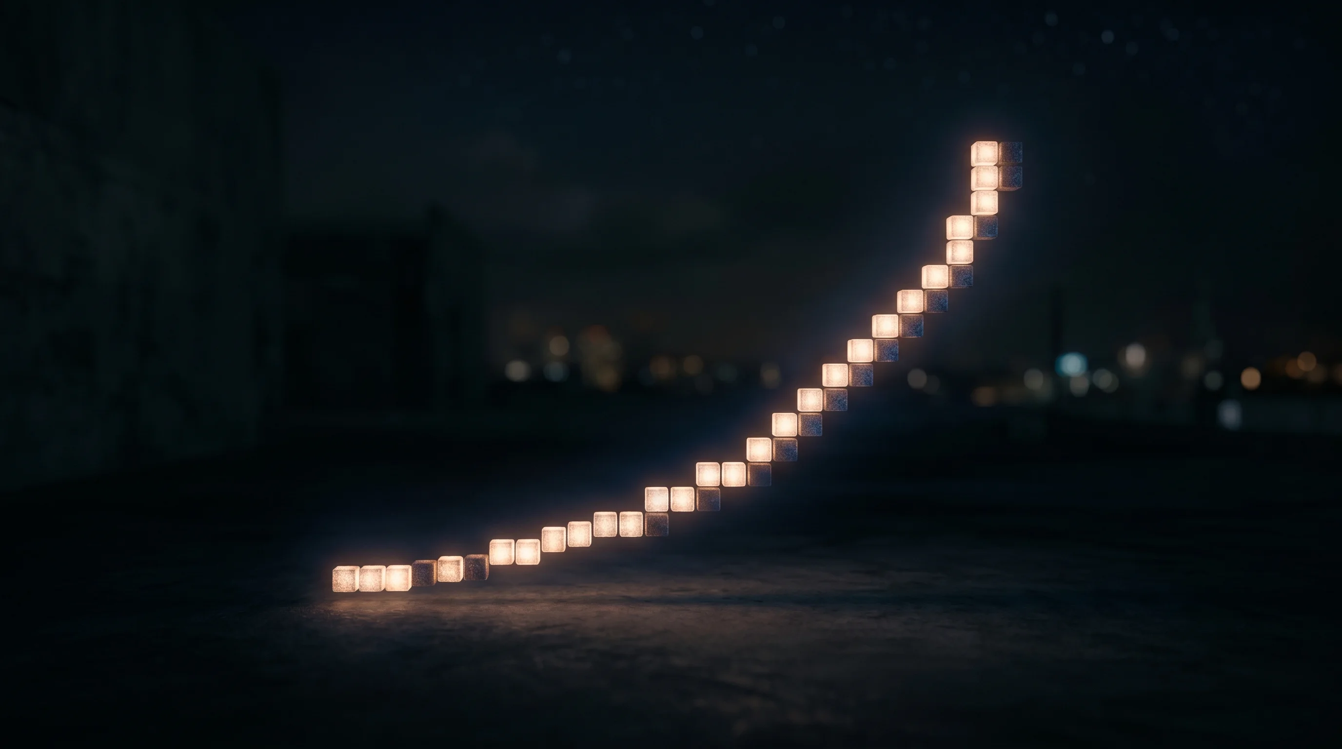 Digital illustration for article section "Early Signals, Uncertain Scale" in "YC's Bloom Turns Brand into Infrastructure for AI Agents" - A minimalist and conceptual representation of early growth signals and scaling metrics, featuring a ...