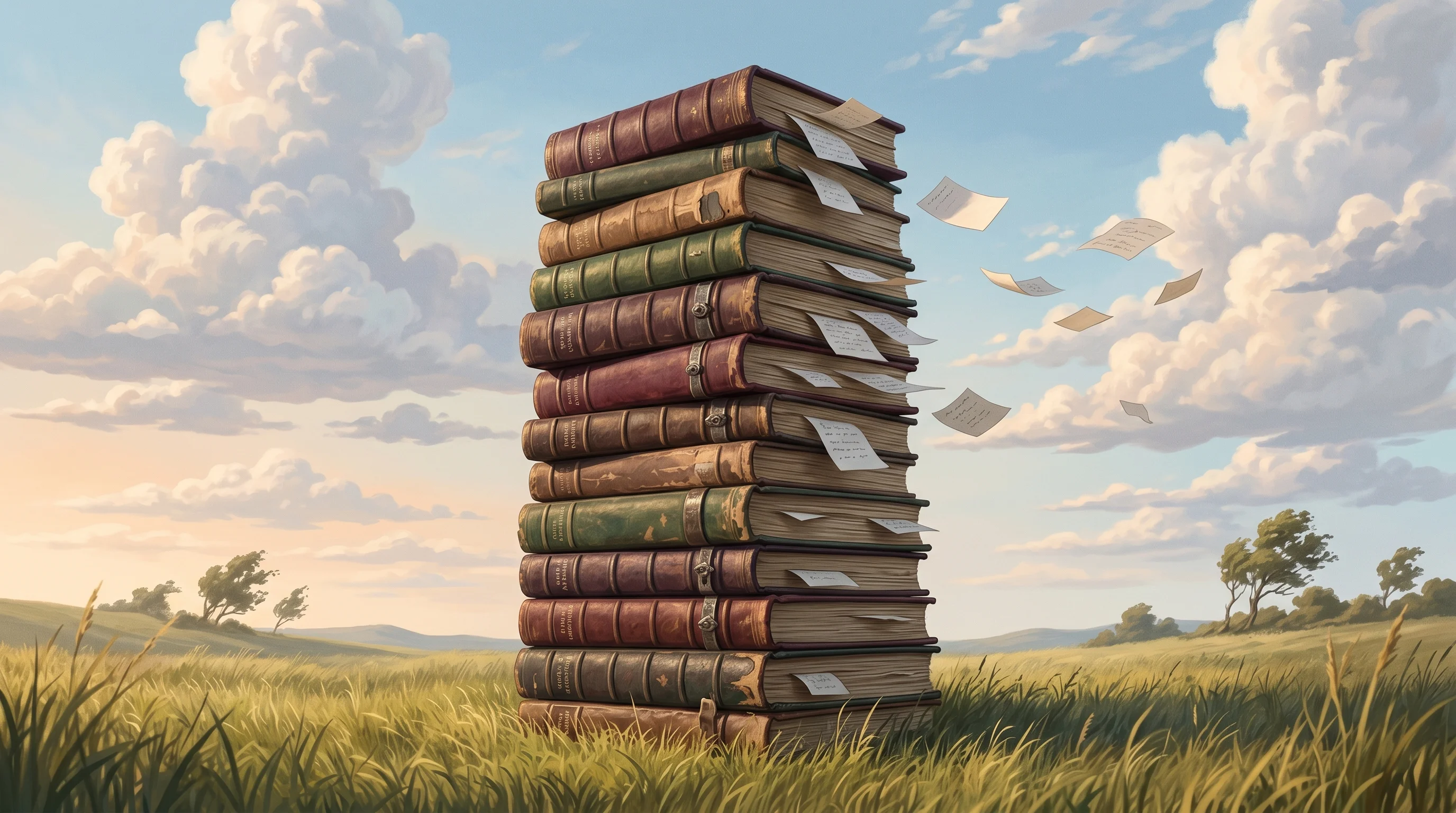 Digital illustration for article section "A $2 Billion Reminder" in "ZeroDrift Raises $10M Led by a16z for AI Compliance Firewall" - A conceptual and minimalist composition featuring a monumental, towering stack of heavy corporate re...