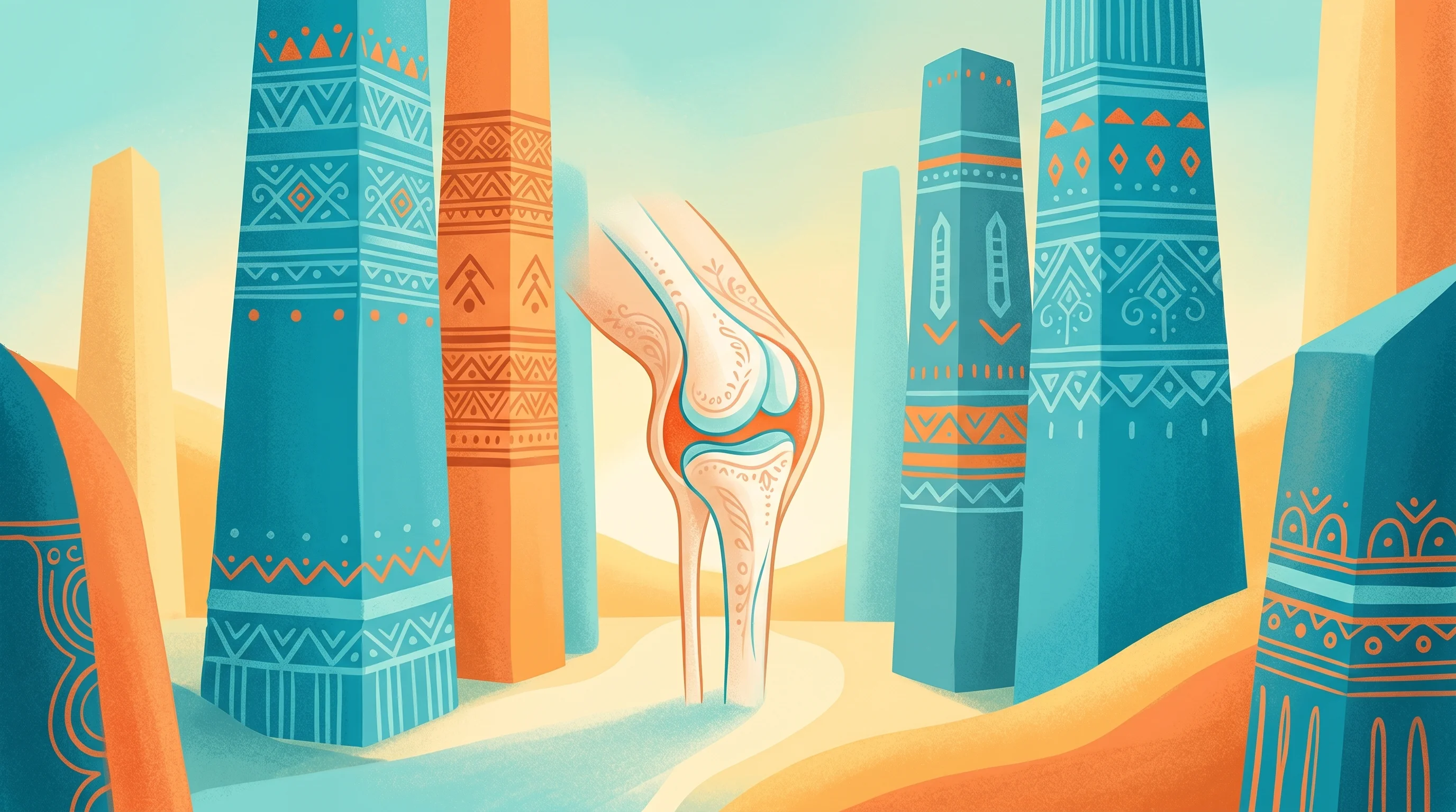 Digital illustration for article section "The Competitive Landscape (It's Crowded)" in "Flok Health Raises $12.5M Series A for AI Physiotherapist Platform" - A conceptual, minimalist illustration representing a crowded competitive landscape in the digital mu...