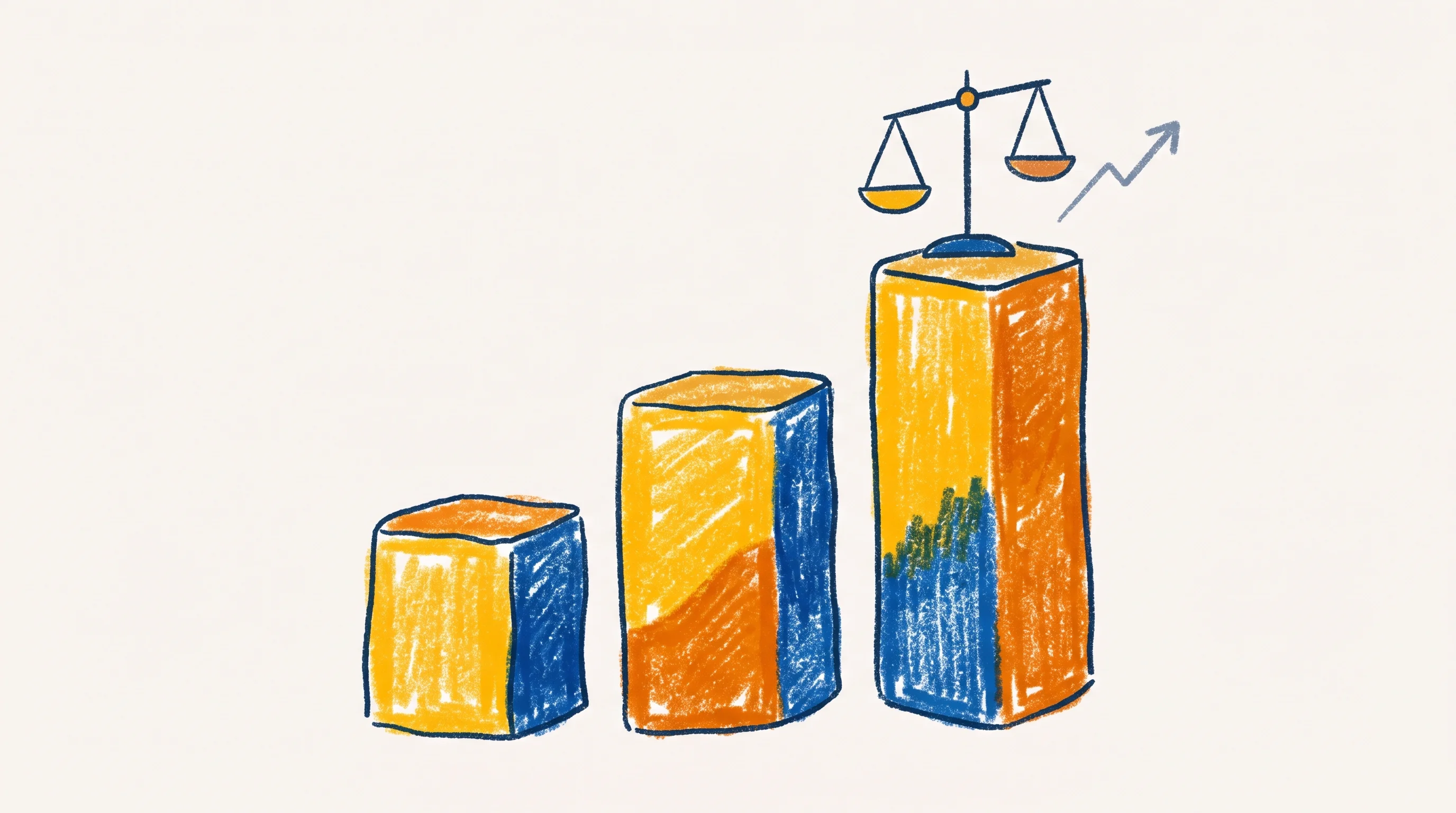Digital illustration for article section "The Timing and the Market" in "Wordsmith AI Raises $70M Series B to Automate Legal Operations" - A minimalist, conceptual illustration representing financial growth and strategic market timing in t...