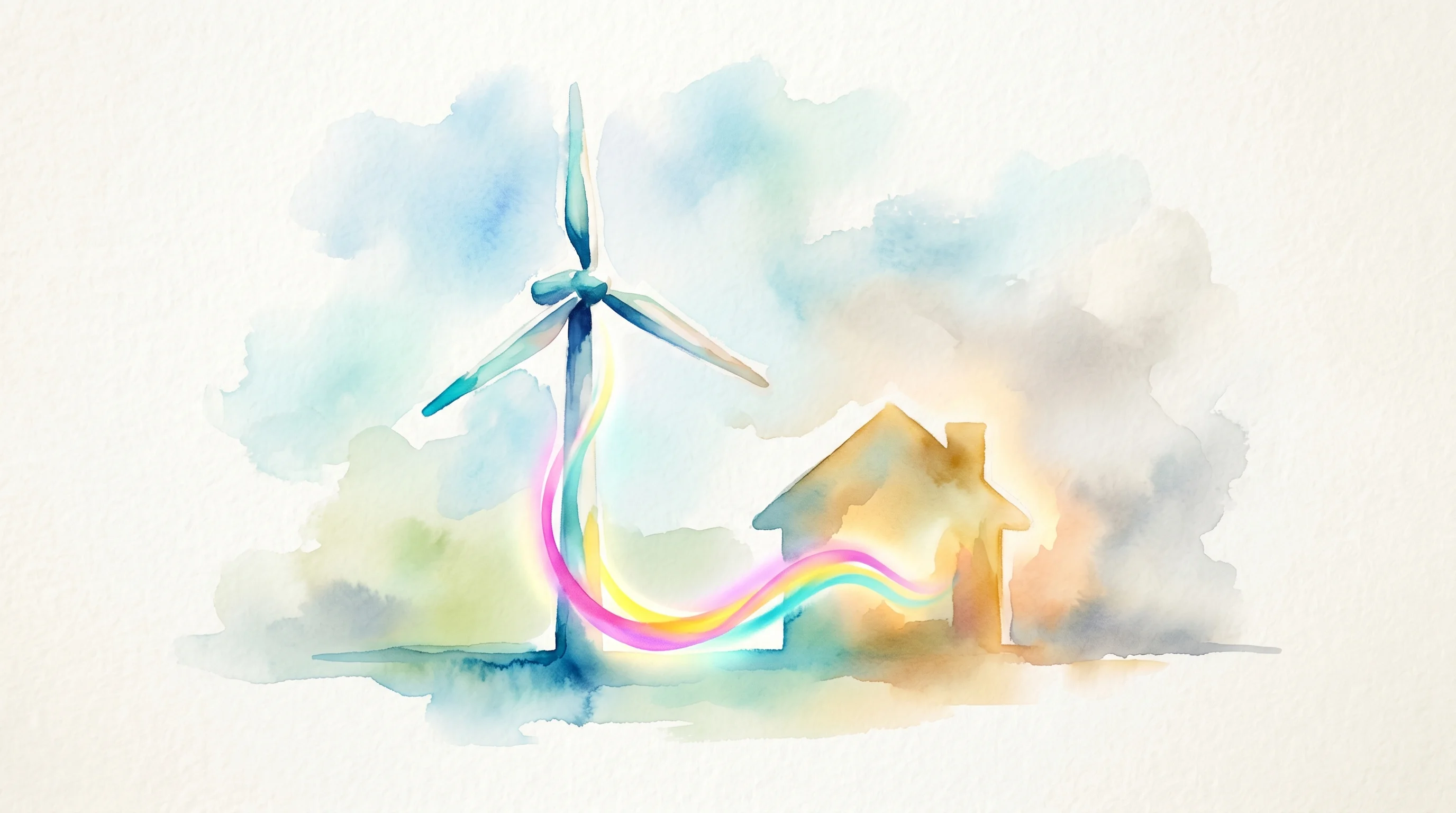 Digital illustration for article section "What Comes Next" in "Fuse Energy Raises $30M Extension at $5B Valuation to Scale UK Model" - A minimalist, conceptual watercolor impressionist illustration representing the vertical integration...