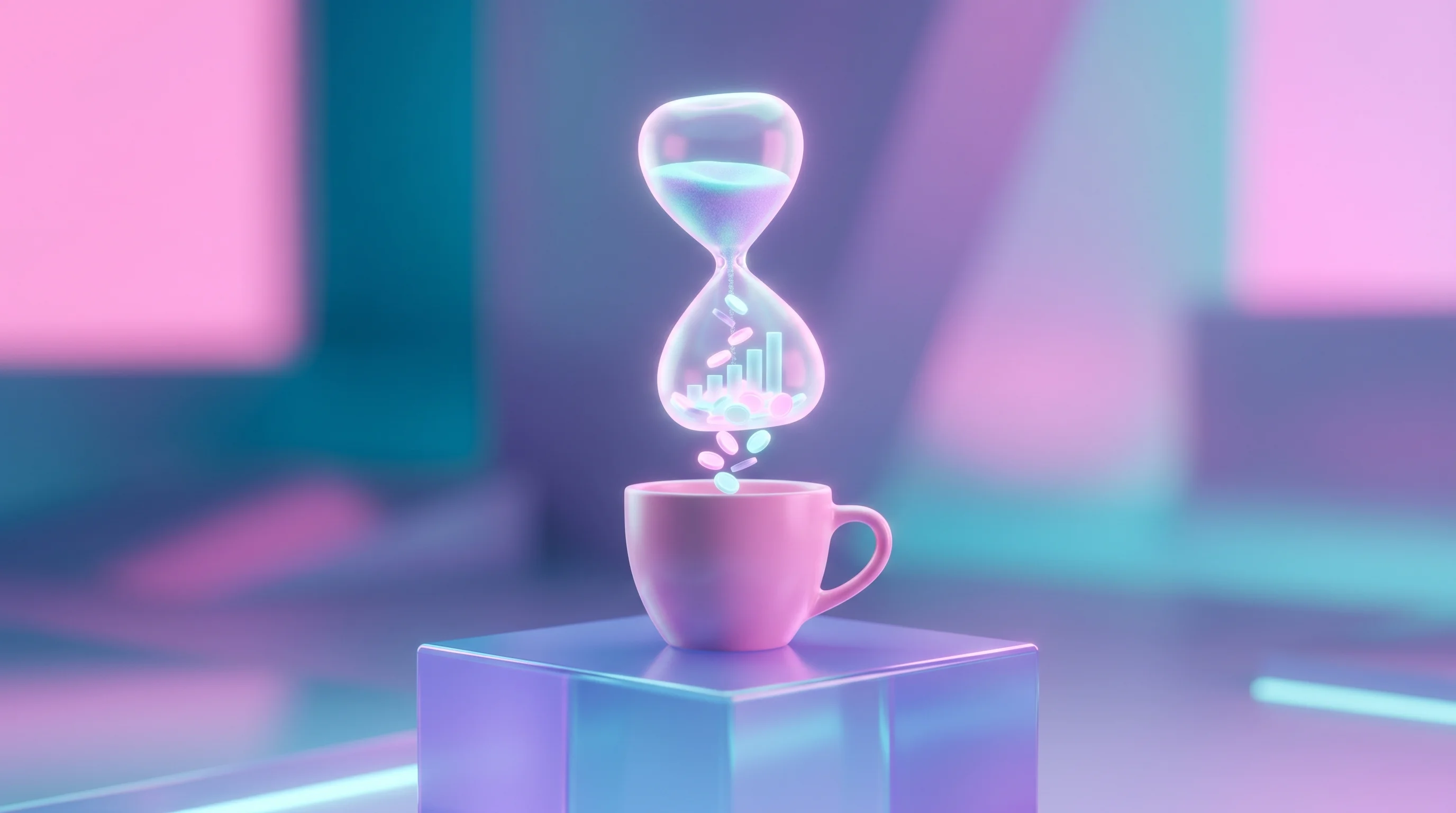 Digital illustration for article section "Early Traction, Big Claims" in "Ex-Over Under Founder Raises $4M to Automate QSR Operations" - A clean, minimalist conceptual composition representing massive time and financial savings in the mo...
