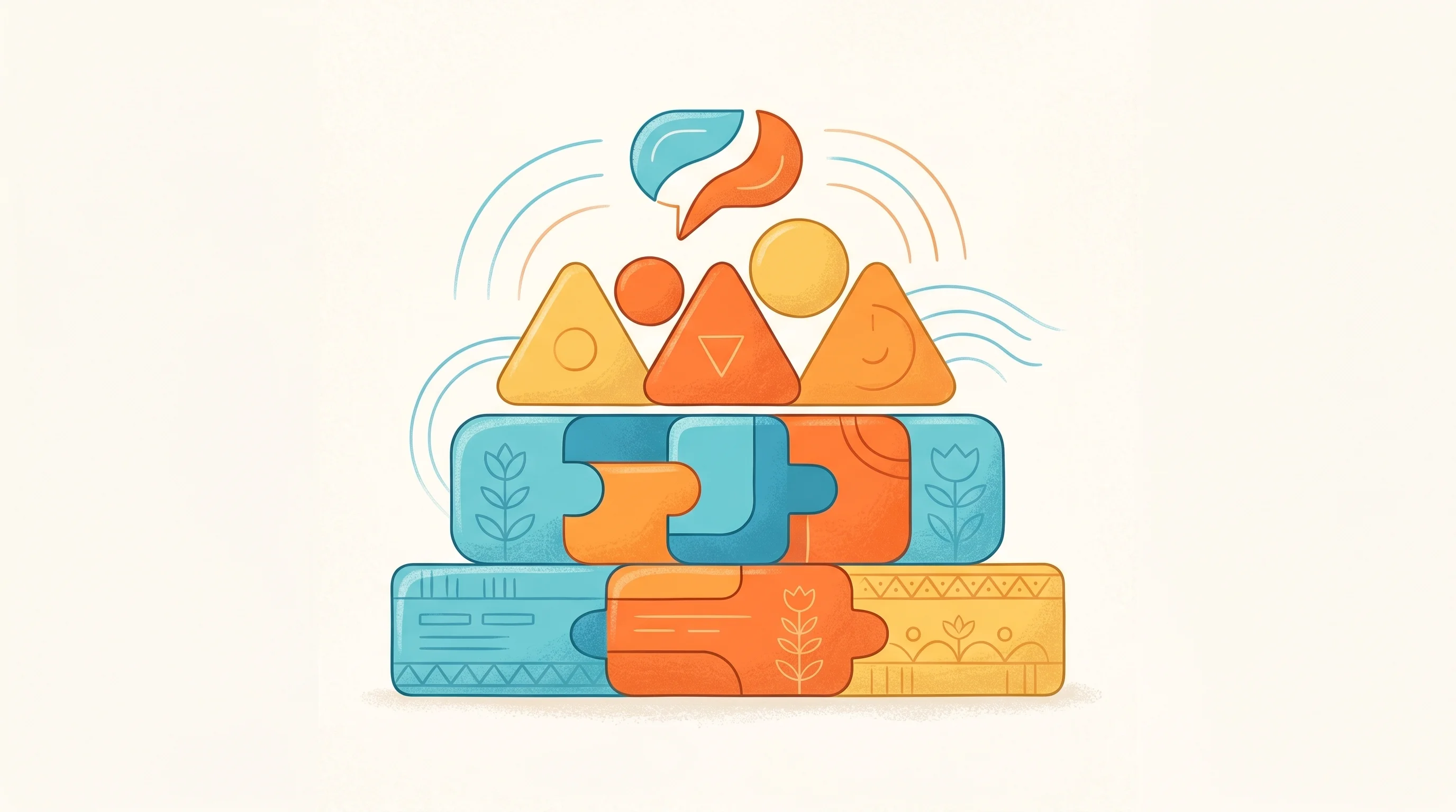 Digital illustration for article section "Under the Hood" in "YC-Backed Juno AI Reaches 90K Patients, $70K MRR Since Launch" - A conceptual, minimalist illustration of a unified, modular structure representing straightforward s...