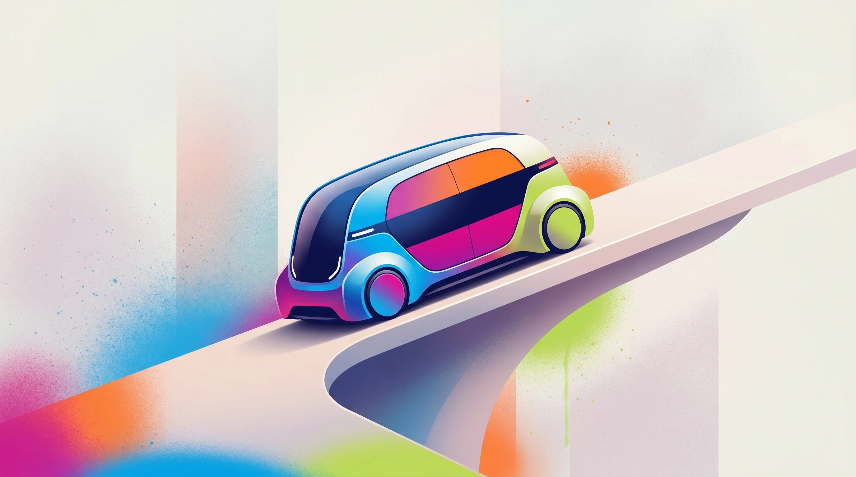 Digital illustration for article section "The Founder's Second Act" in "YC-Backed Cignara Launches 'Hallucination-Free' AI Support Agents" - A clean, minimalist conceptual representation of a sleek, futuristic autonomous mobility pod moving ...