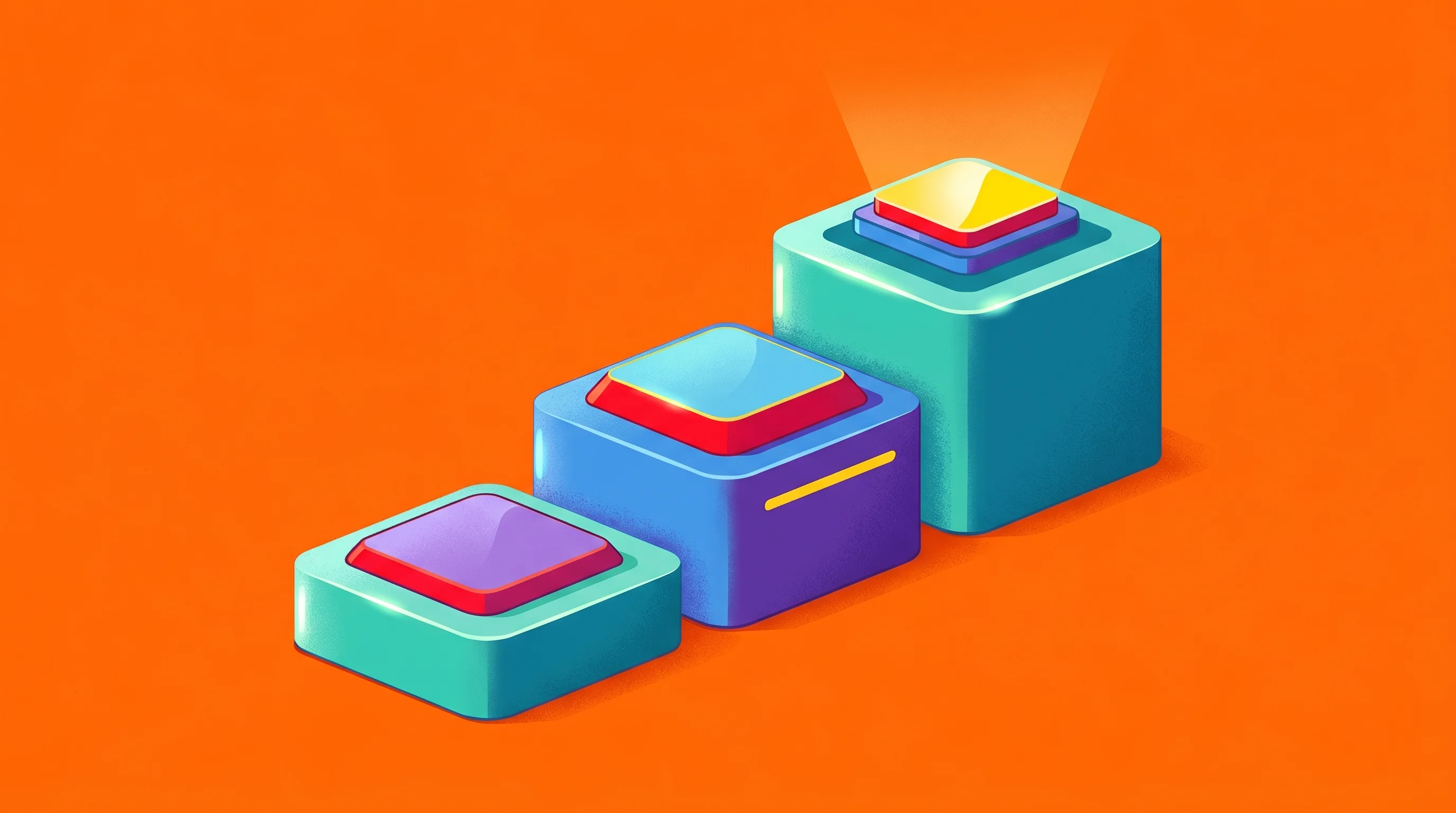 Digital illustration for article section "A Funding History in Stages" in "Sensie's $600K Pre-Seed: Measuring Mental Resilience Via Smartphone" - A modern, conceptual illustration representing a funding history in stages, featuring three distinct...
