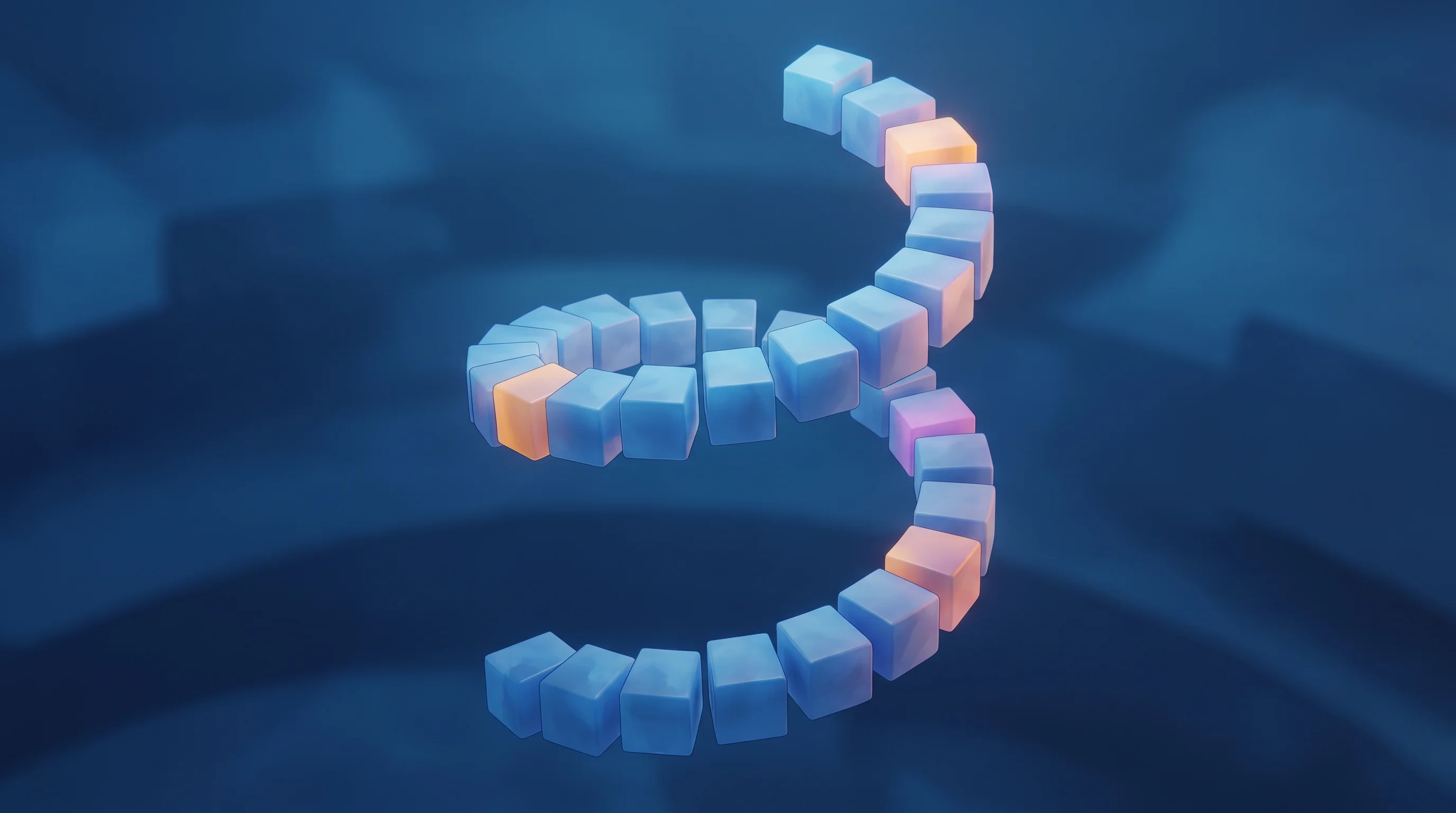 Digital illustration for article section "The Recursion Problem" in "AI Discovering AI: Inside Aster Lab's Autonomous Research Platform" - A minimalist and abstract visual representation of algorithmic discovery and the recursion problem, ...