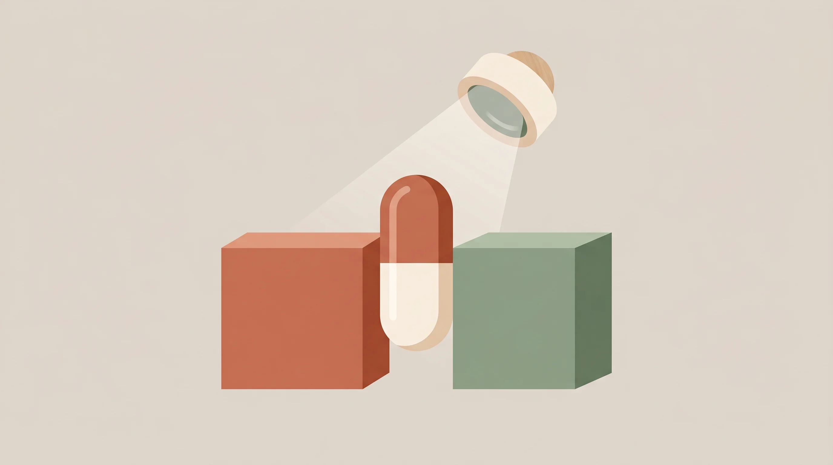 Digital illustration for article section "The Compliance Squeeze" in "Solstice Lands $21M to Automate Pharma Marketing Compliance" - A contemporary flat illustration in a Scandinavian design aesthetic depicting a stylized, minimalist...