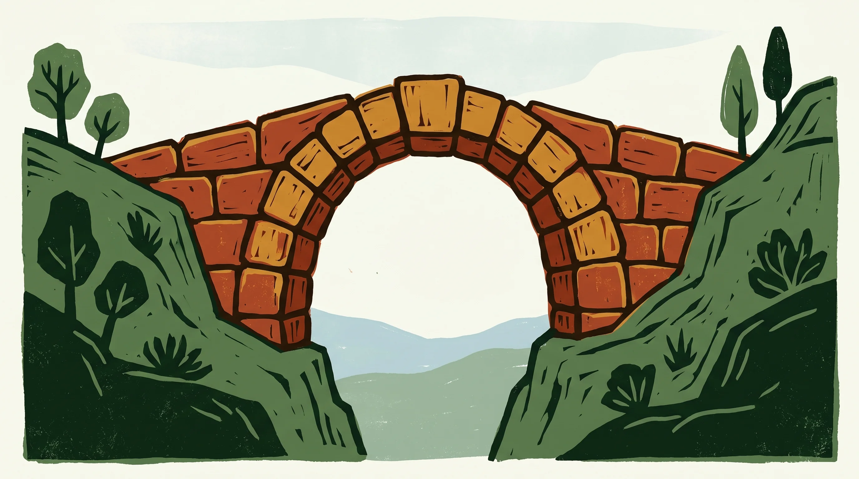 Digital illustration for article section "Infrastructure Instincts" in "YC-Backed Imperfect Launches AI Coach That Adapts Training to Real Life" - A conceptual, minimalist illustration representing foundational infrastructure and the building of s...